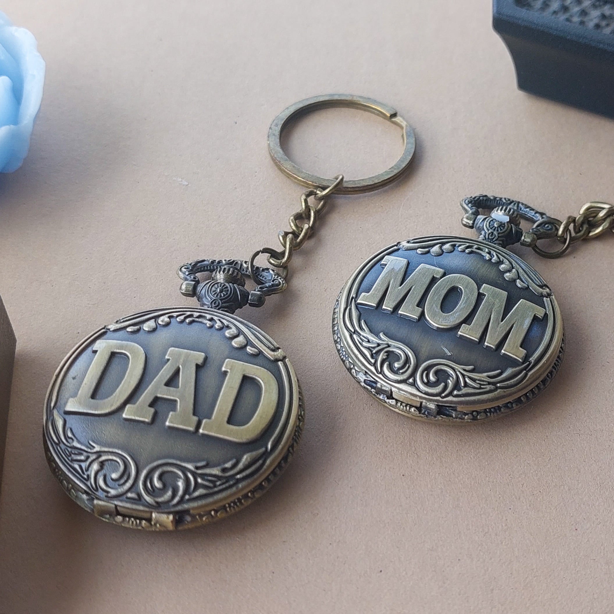 Dad & Mom Vintage Series Pocket Watch Keychains