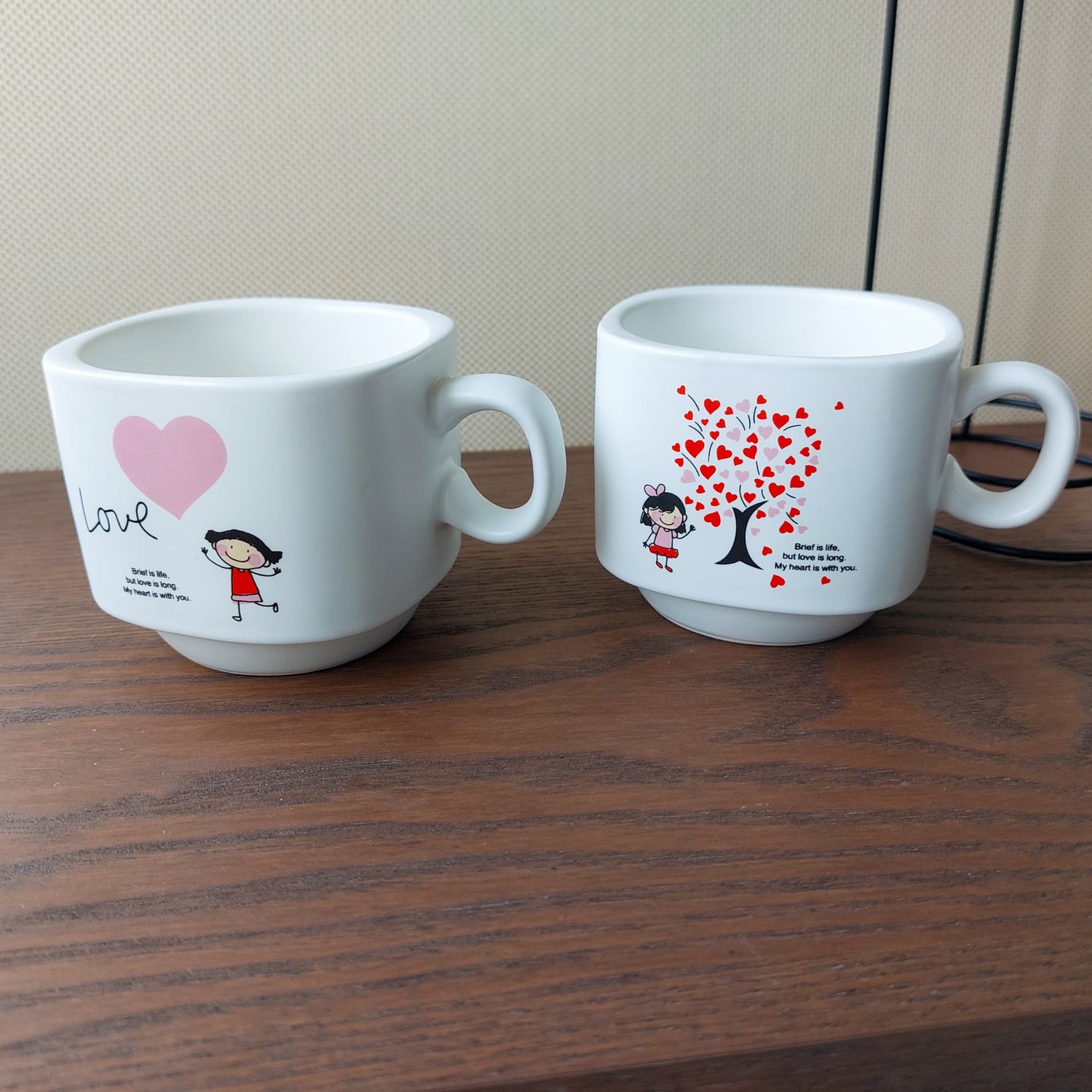 Love Messages Ceramic Mugs With Tower Stand (4 pcs set)