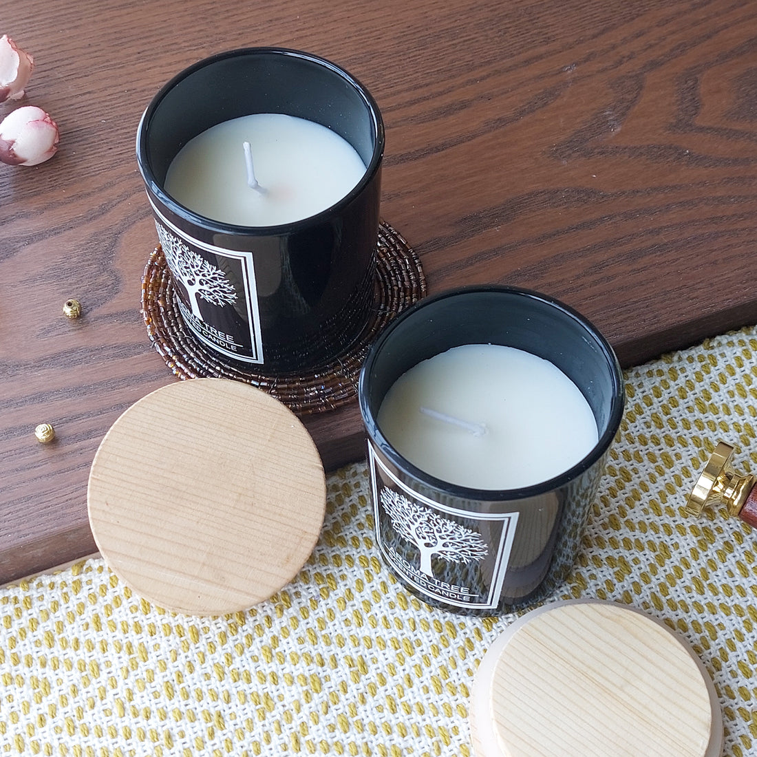 Aroma Tree Scented Candles Glass Jar With Wooden Lid