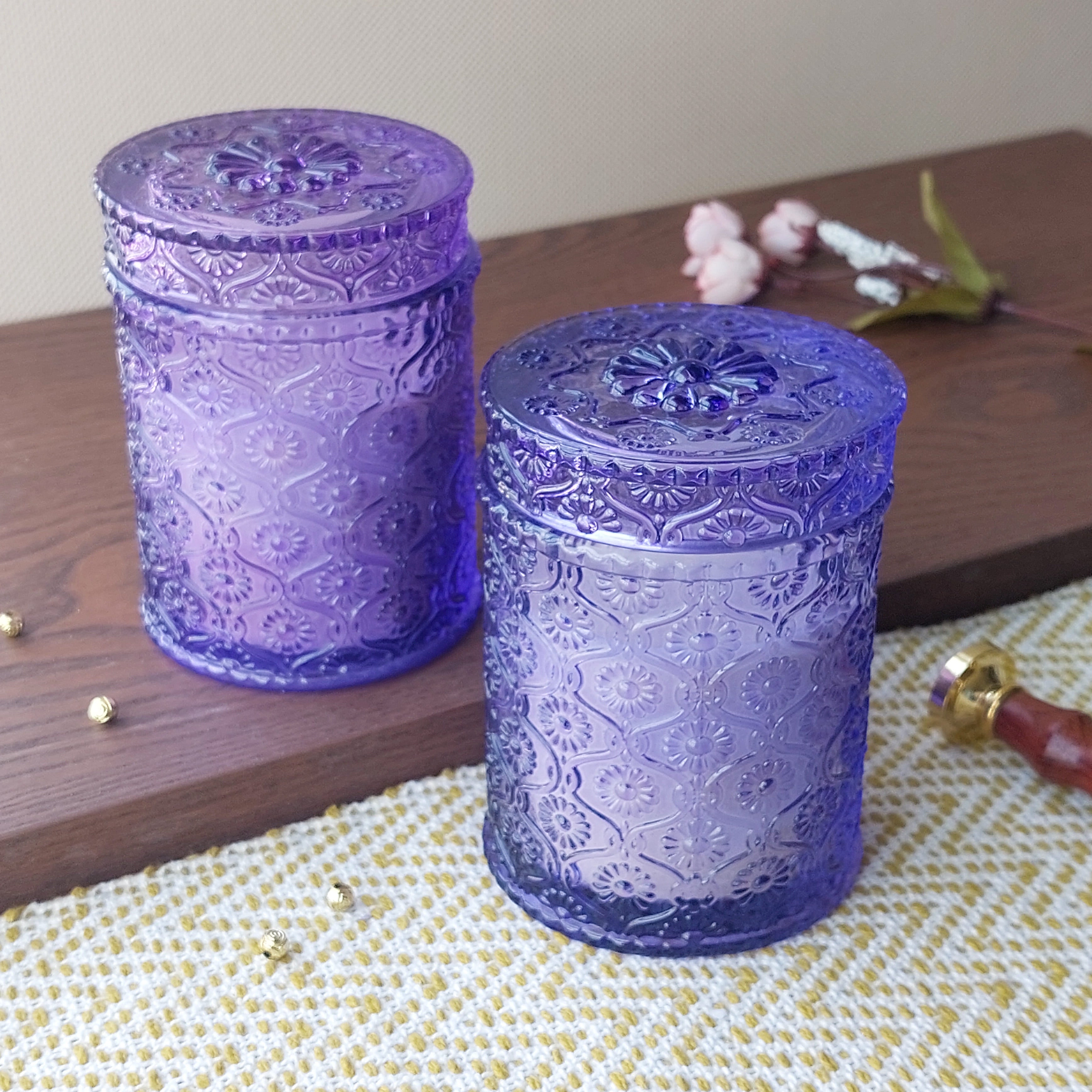 Charming Ayoma Large Scented Candle Cut Glass With Lid