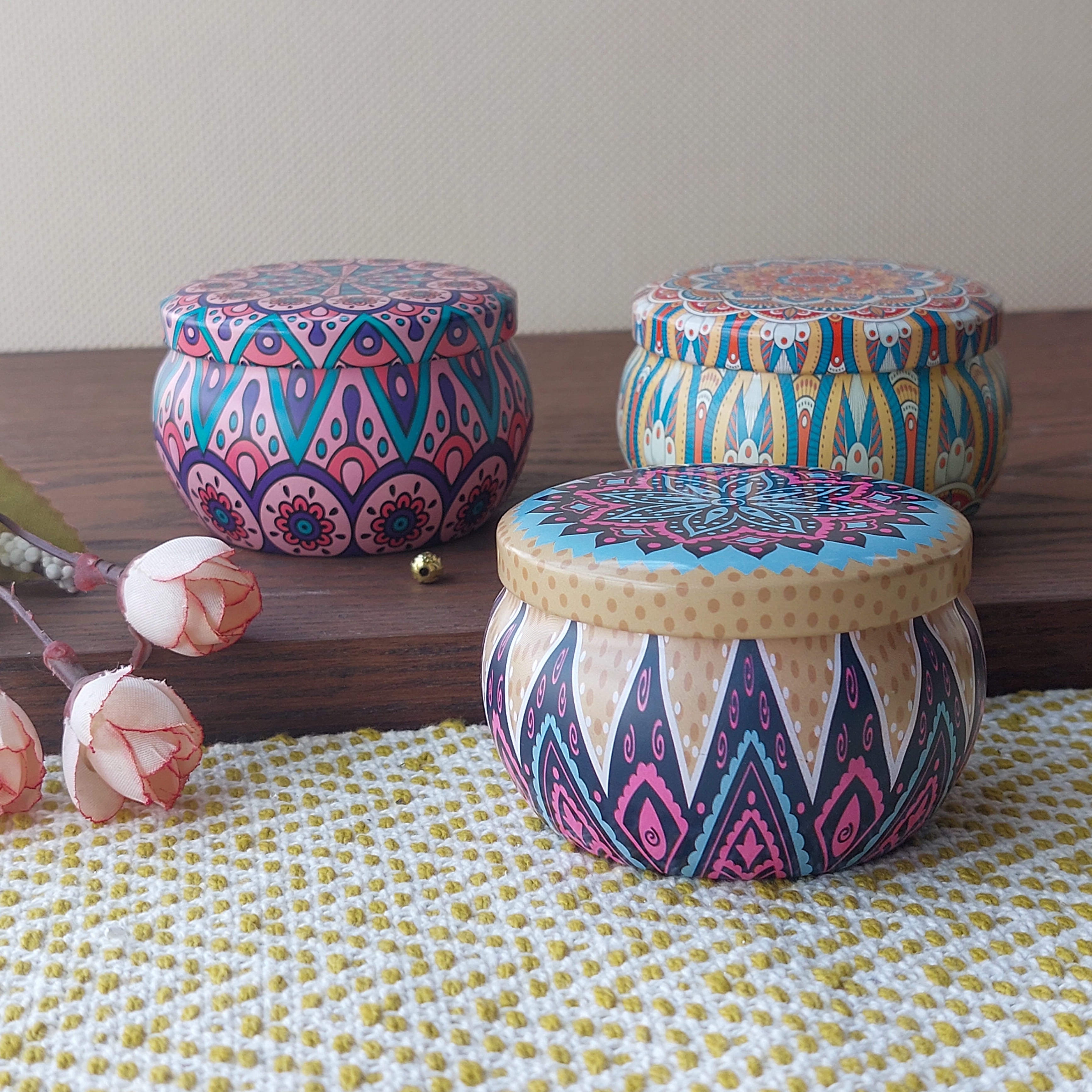 Mandala Scented Candle In Tin Boxes