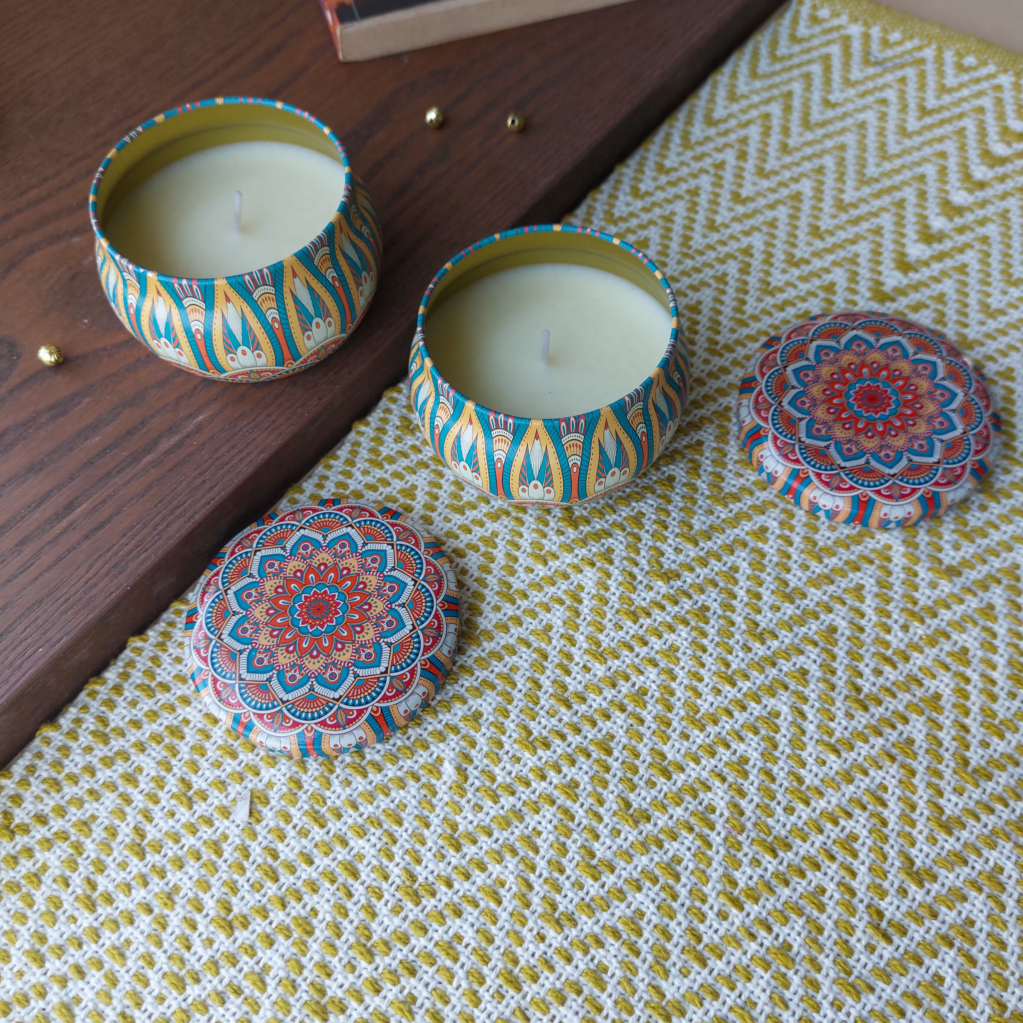Mandala Scented Candle In Tin Boxes