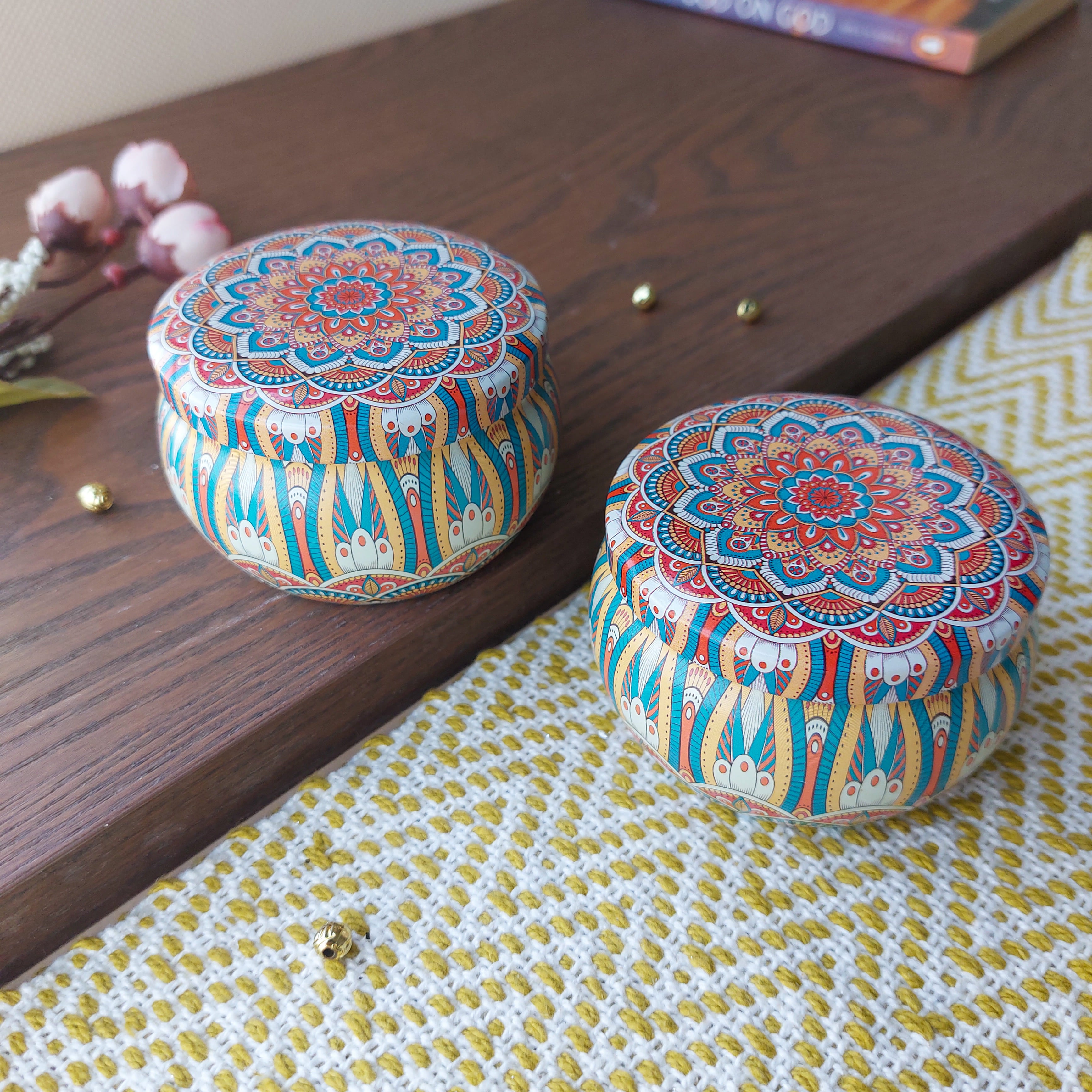 Mandala Scented Candle In Tin Boxes