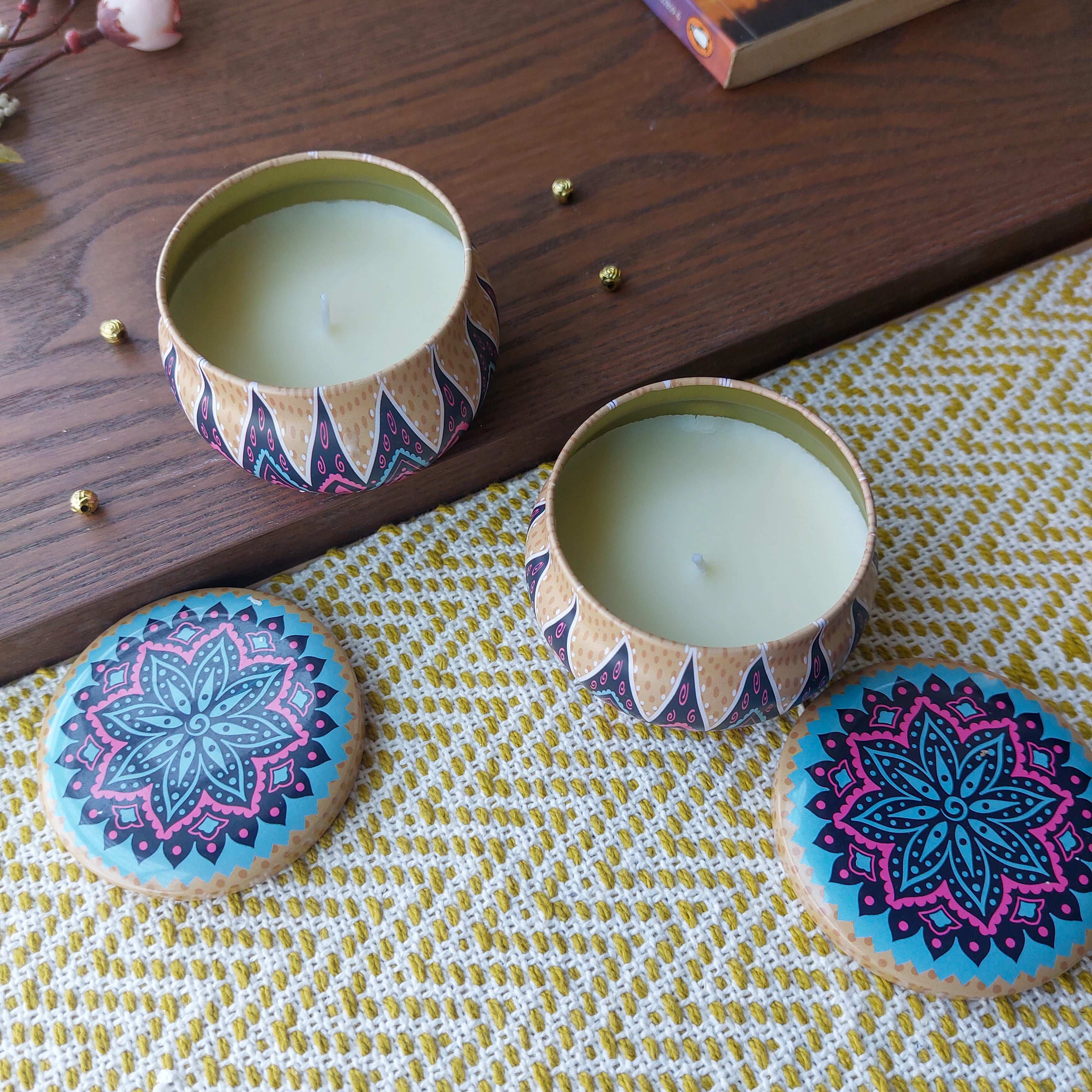 Mandala Scented Candle In Tin Boxes