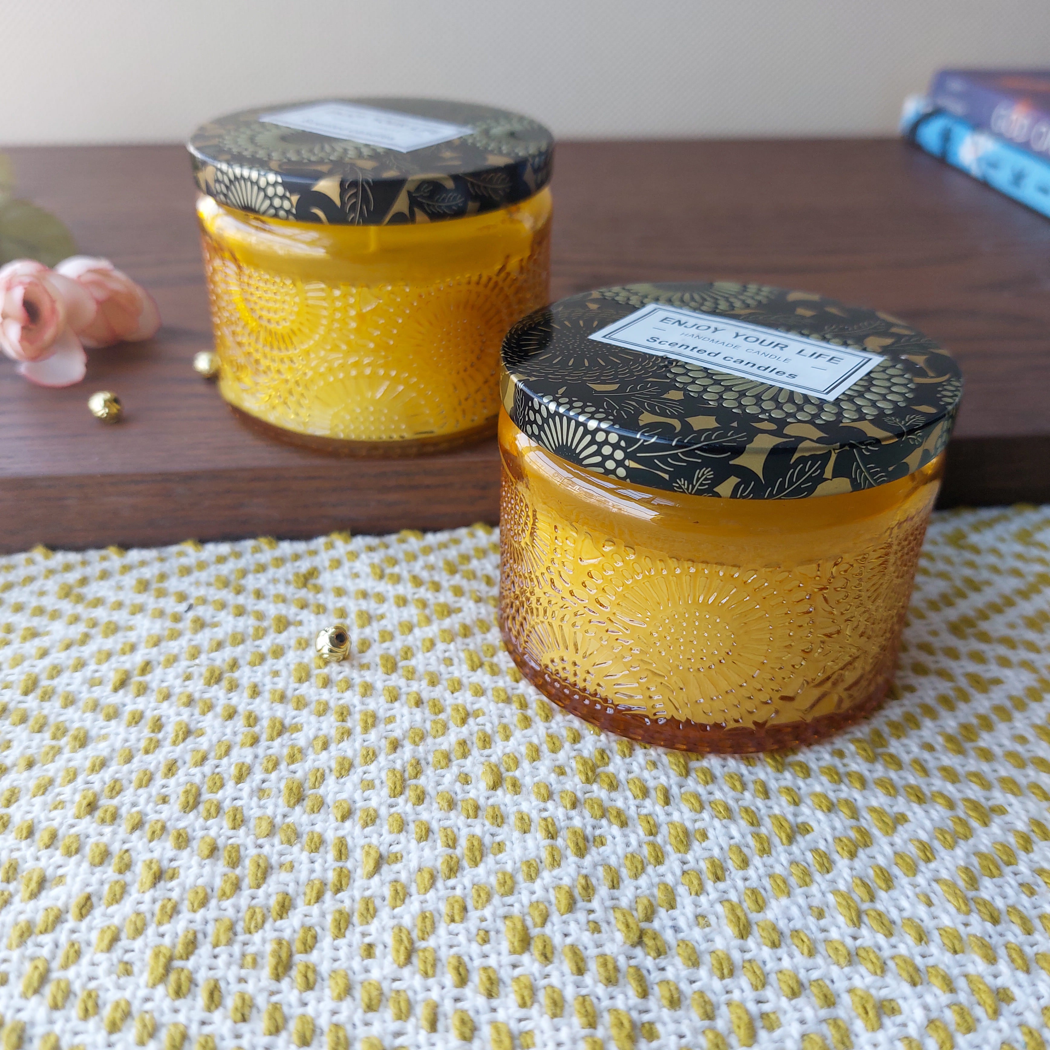 Enjoy Your Life Scented Candles Glass Bottle With Tin Cover