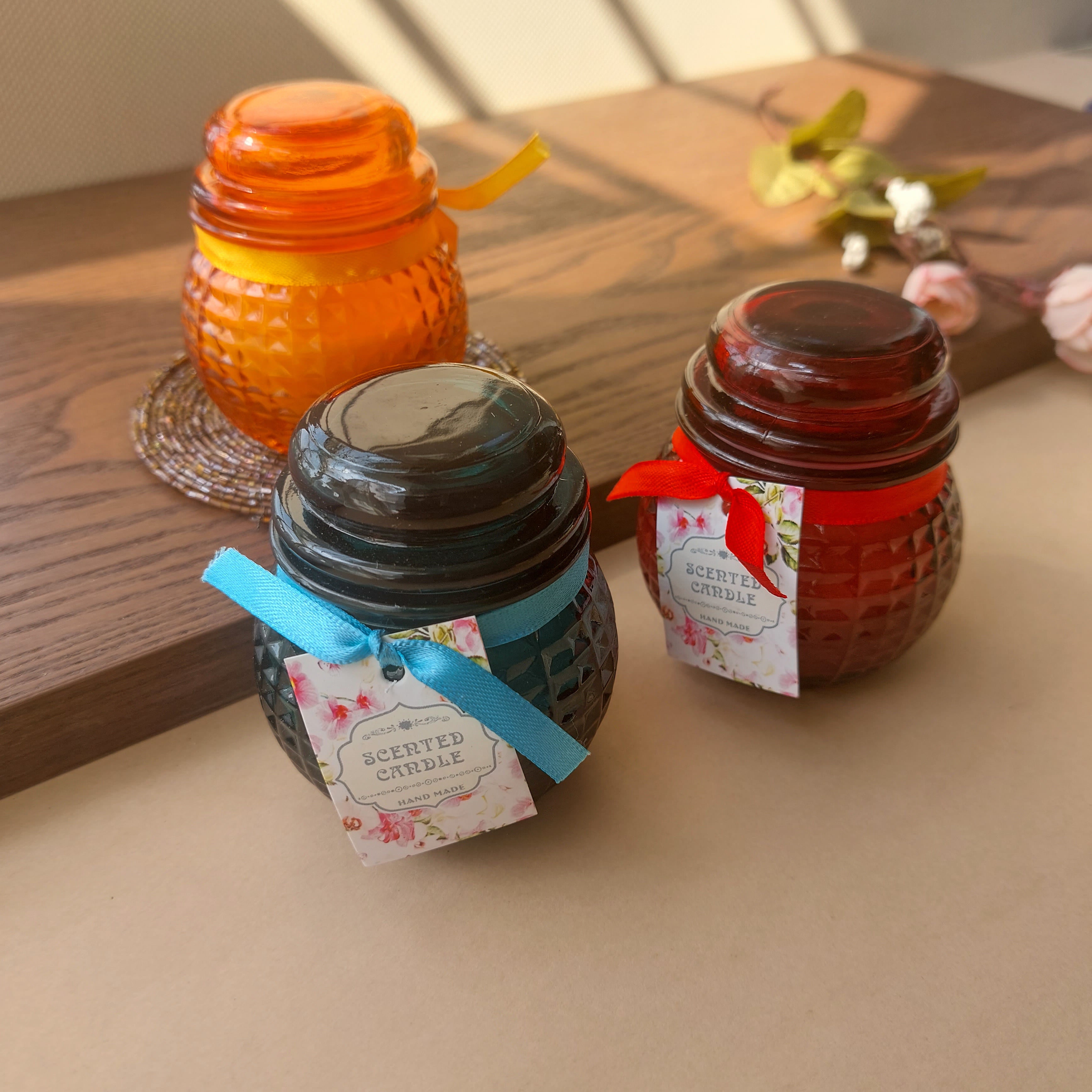 Glass Handmade Scented Candle Bottles With Airtight Lid
