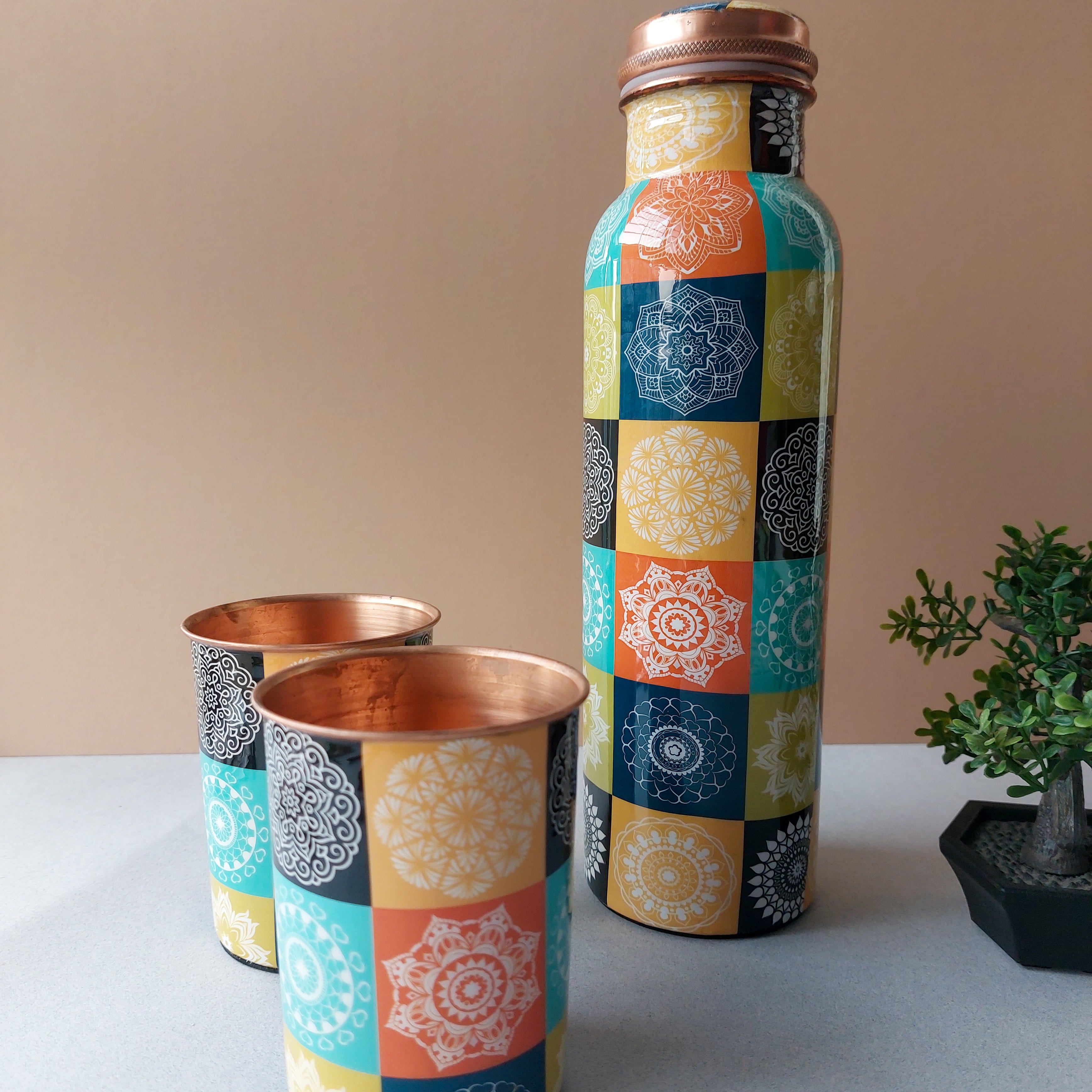 Designer Copper Bottles Set