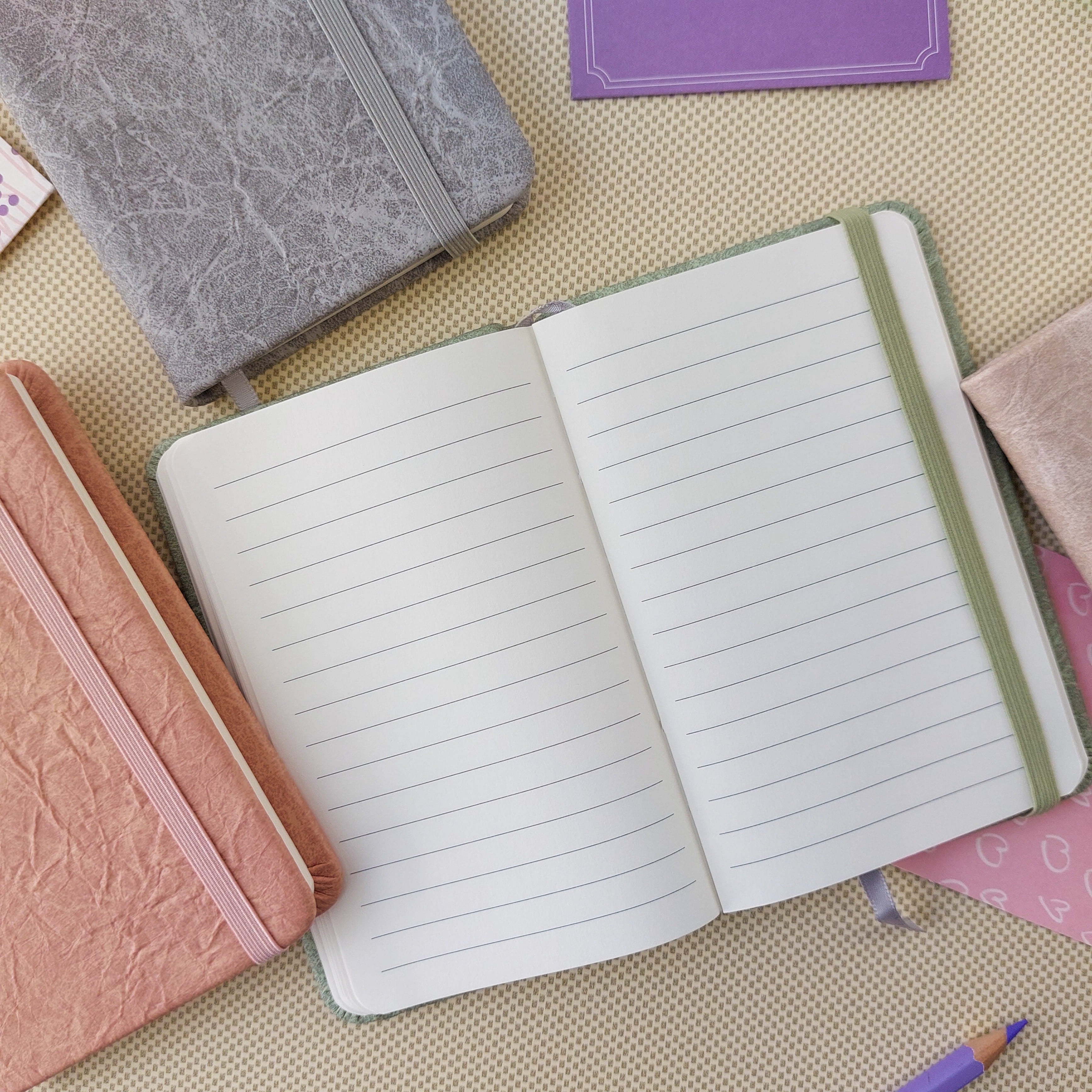 Crinkled Color Ruled Diaries A6