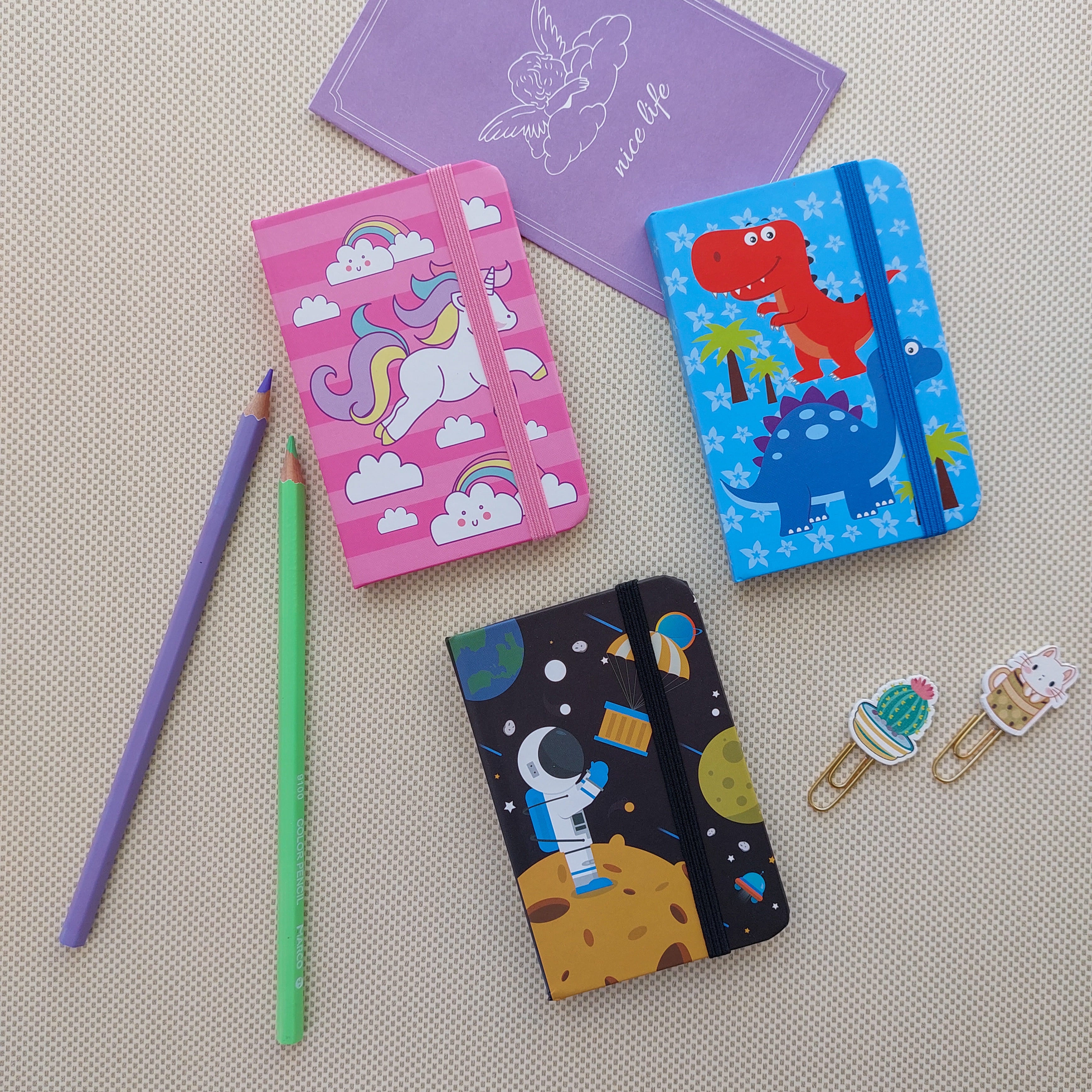 Space and Dino Themed Ruled Diaries A7