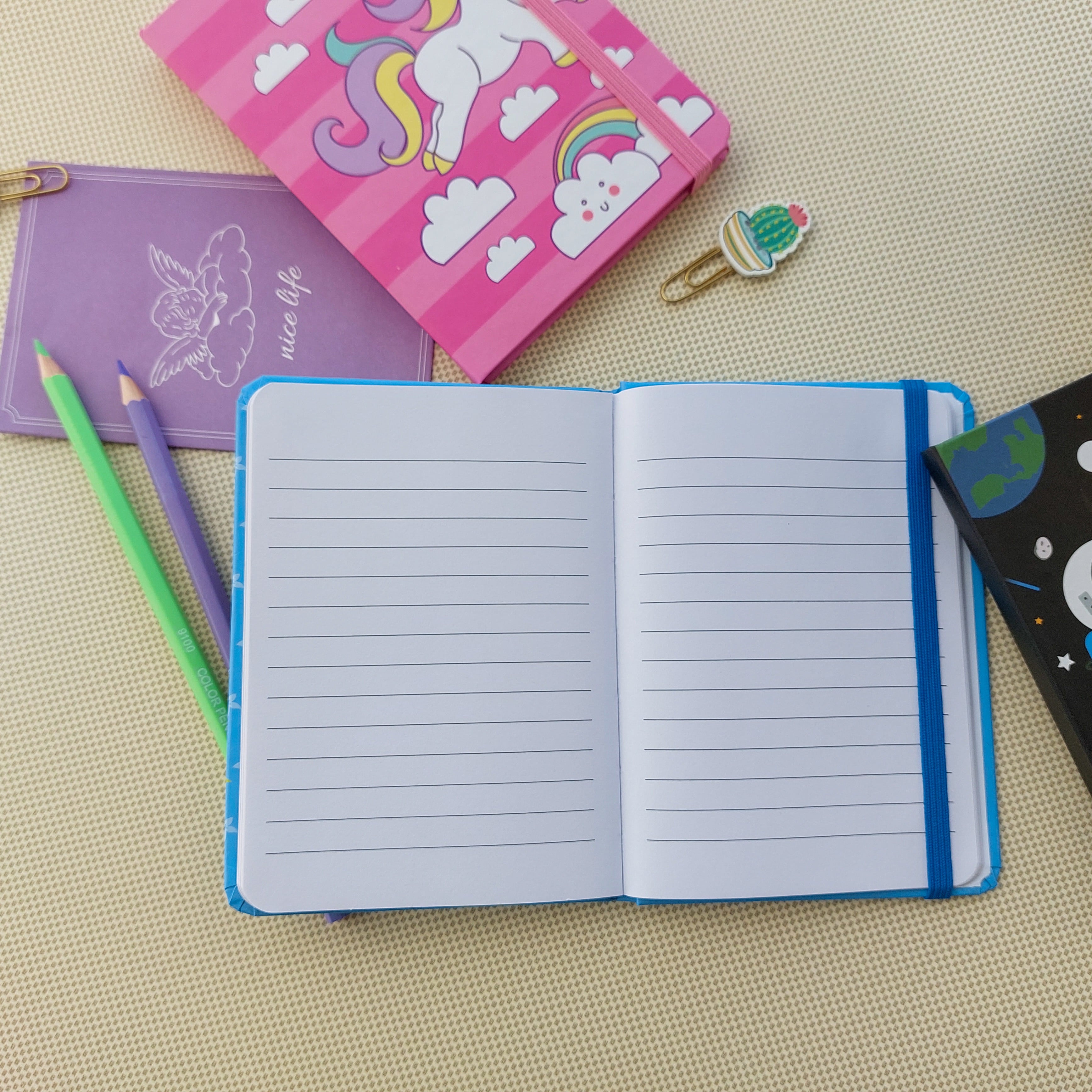 Space and Dino Themed Ruled Diaries A6