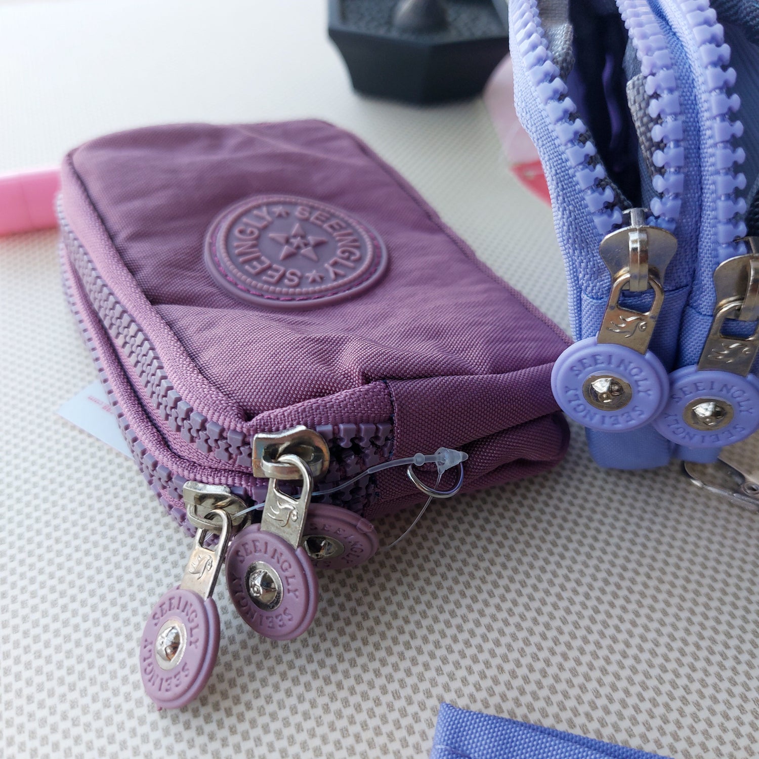 Seeingly Small Pouches Mauve and Purple - 3 Zip