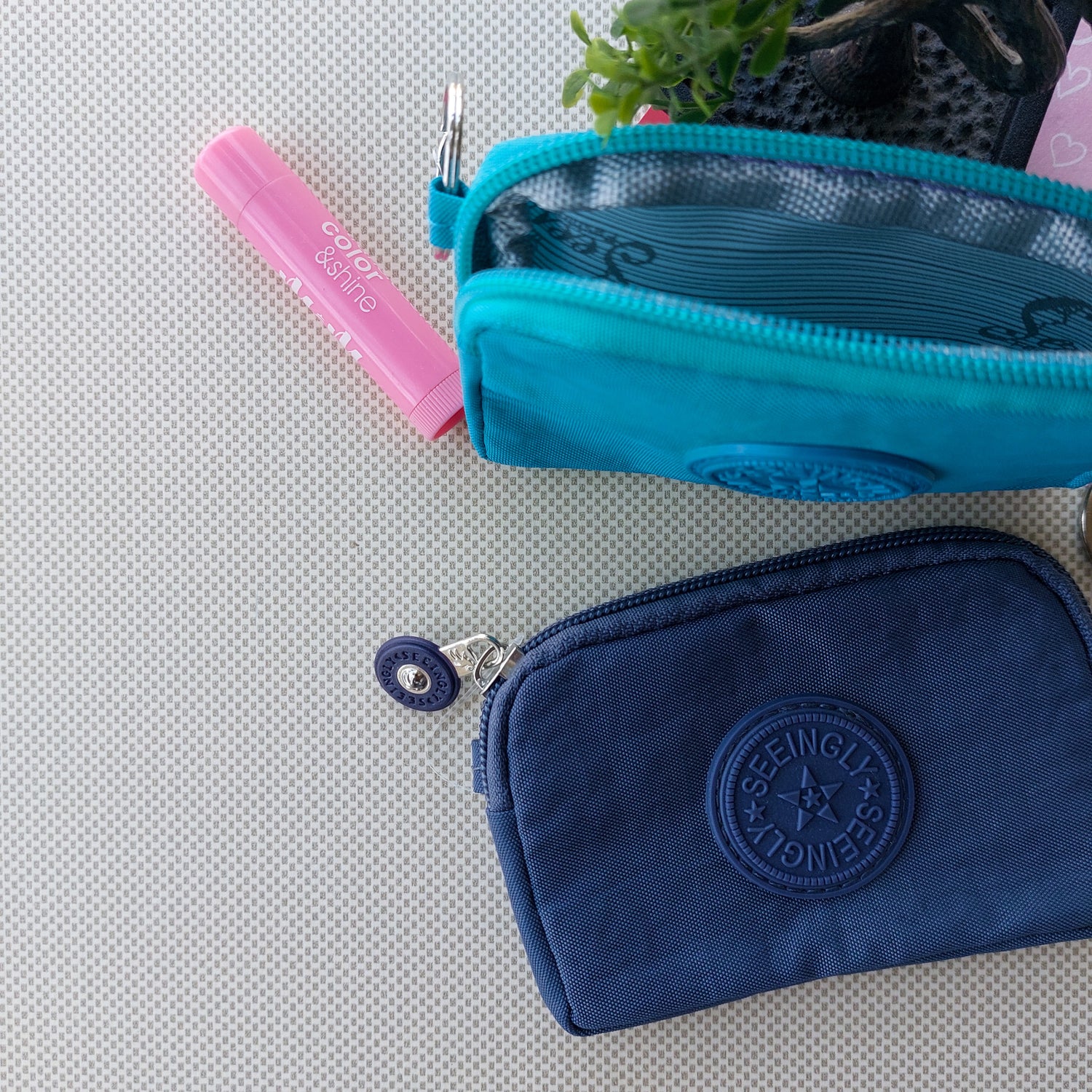 Seeingly Pouches Green and Blue 1 Zip
