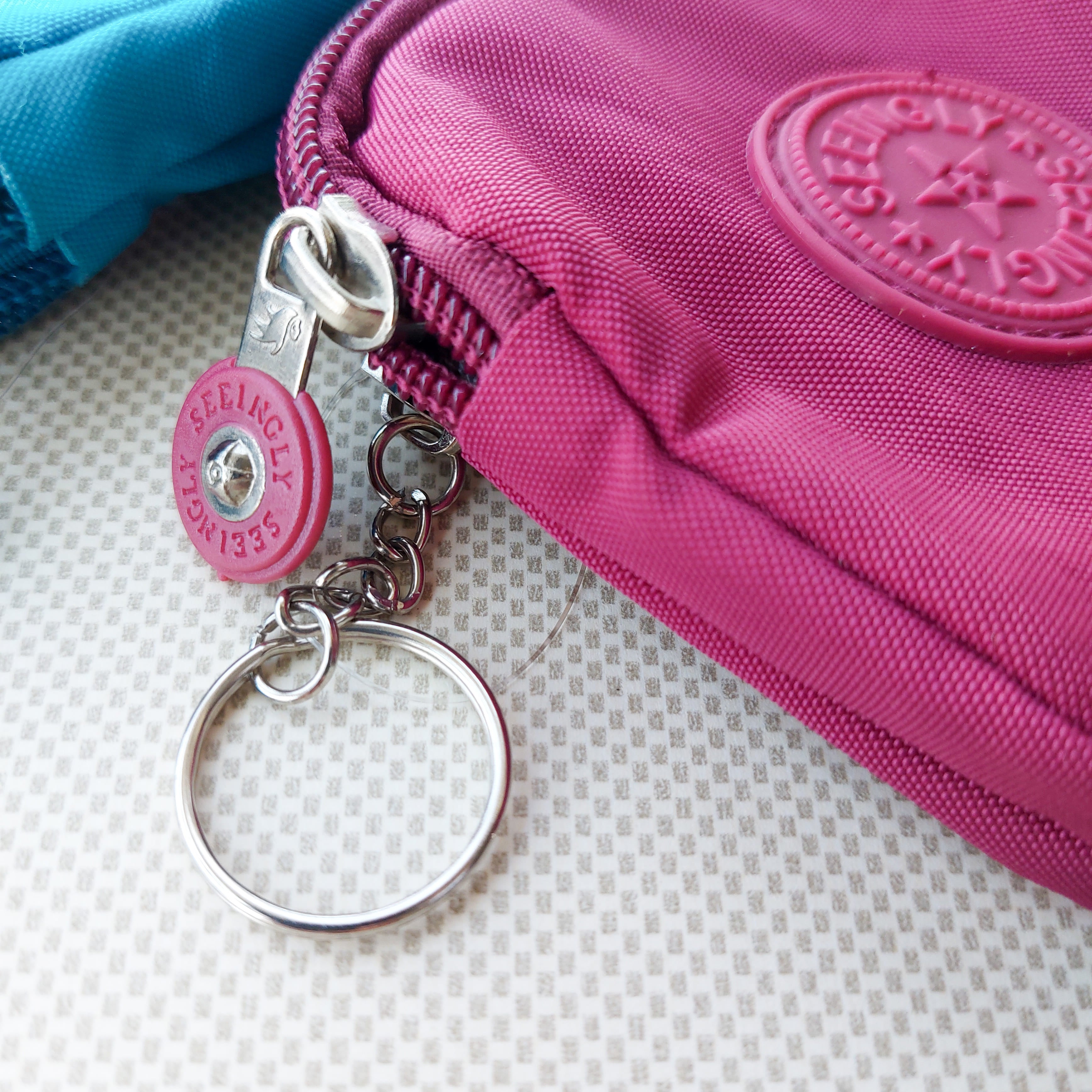 Seeingly Pouches Square Blue and Magenta 2 Zips