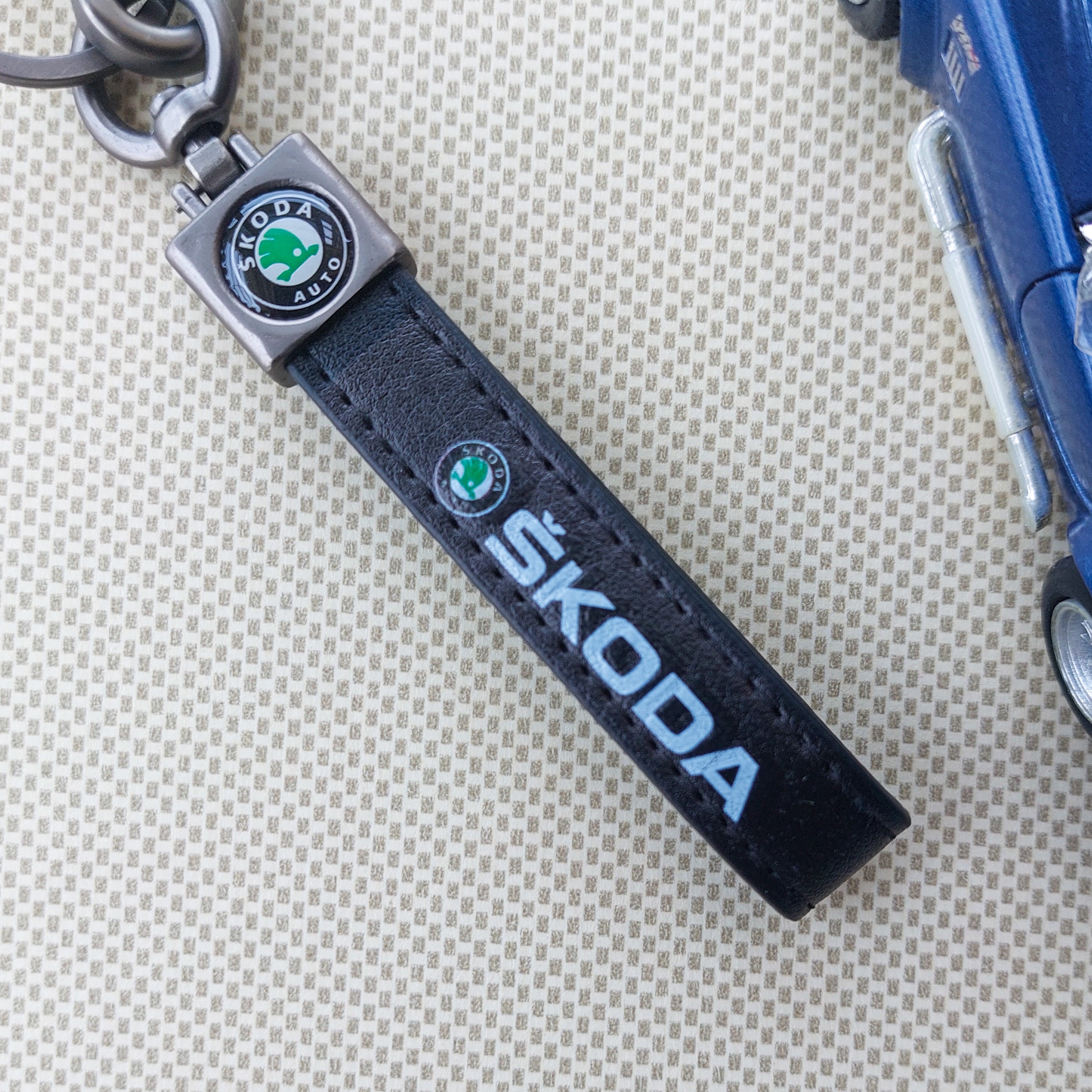Black Leather Car Logo Keychains