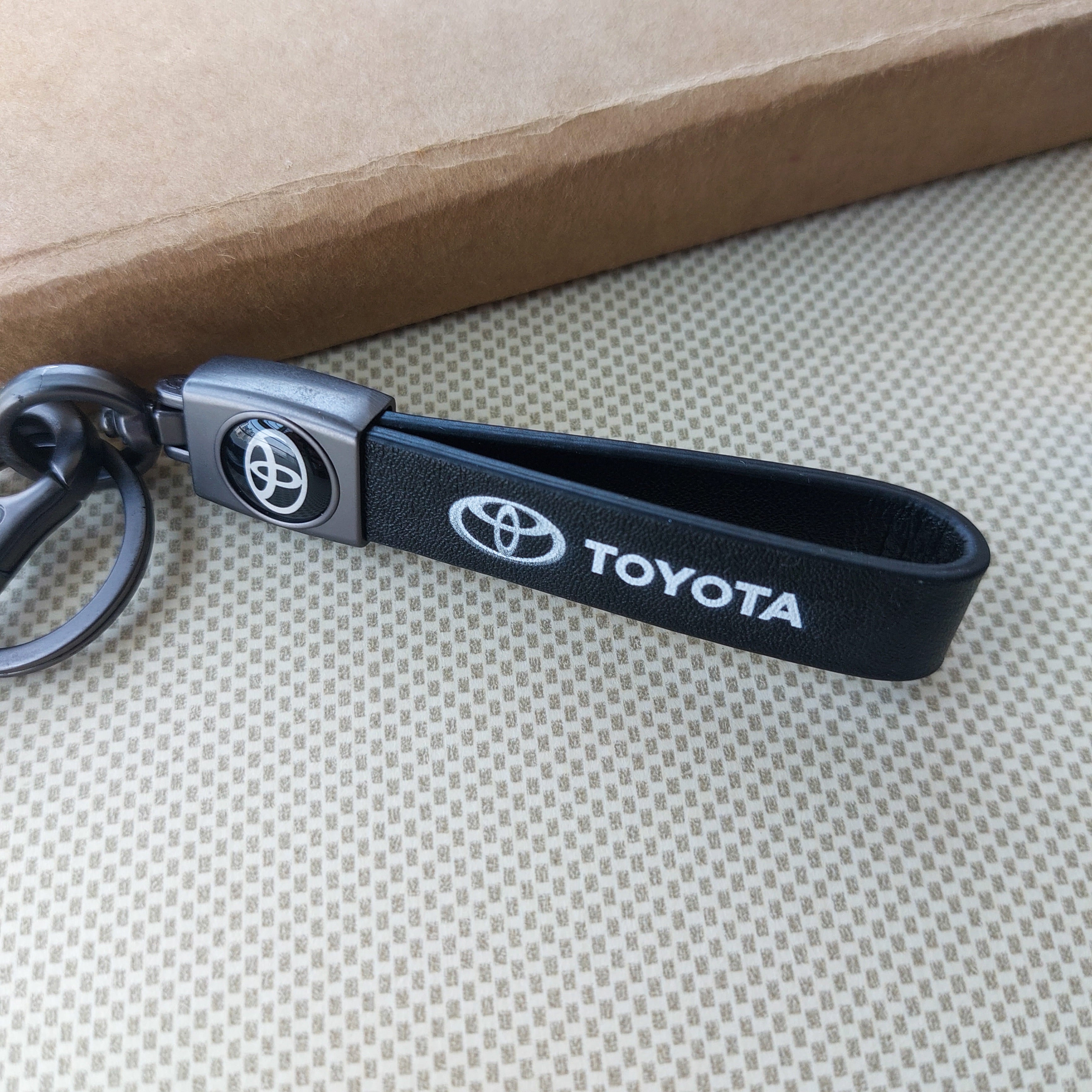 Black Leather Car Logo Keychains
