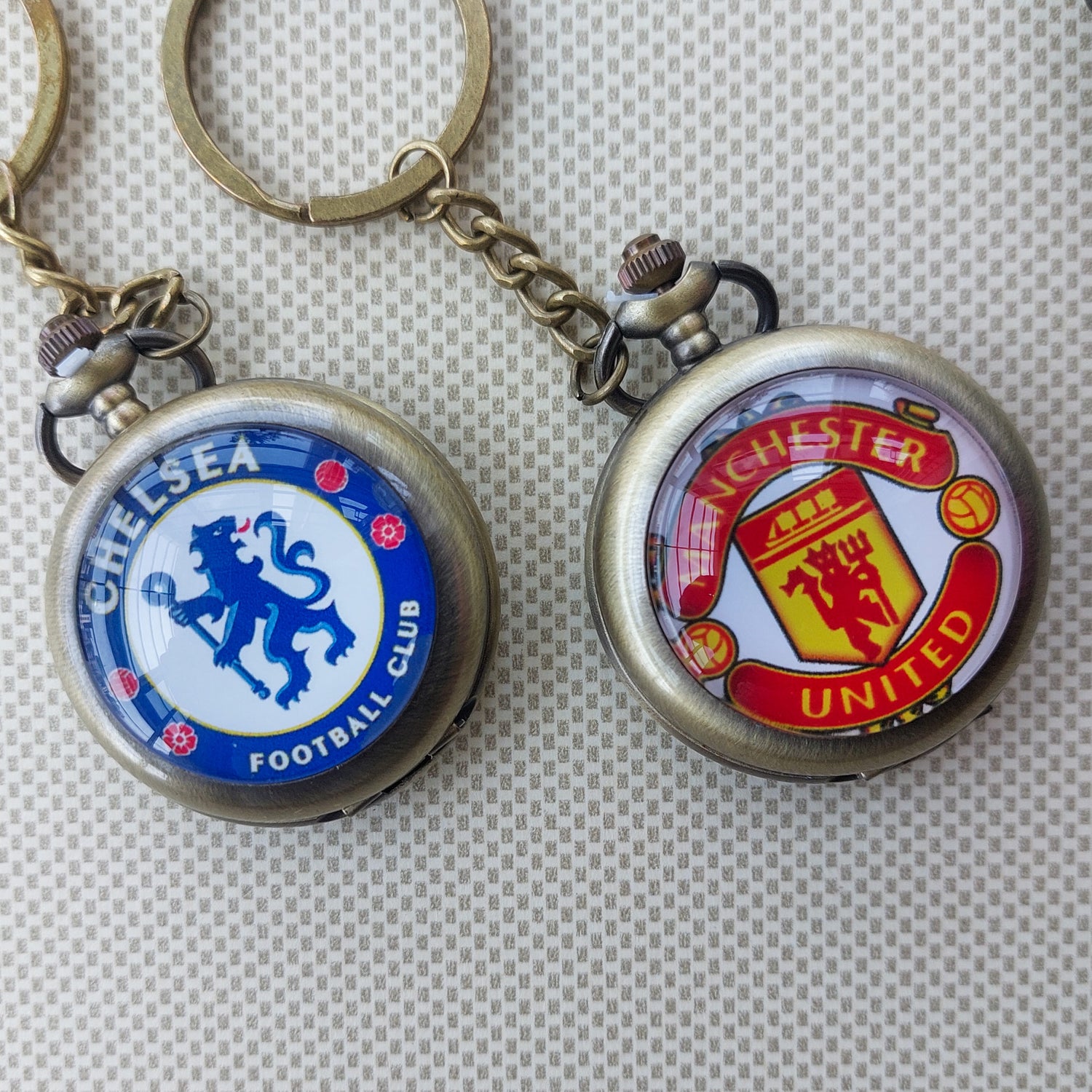 Football Clubs Keychains With Pocket Watch