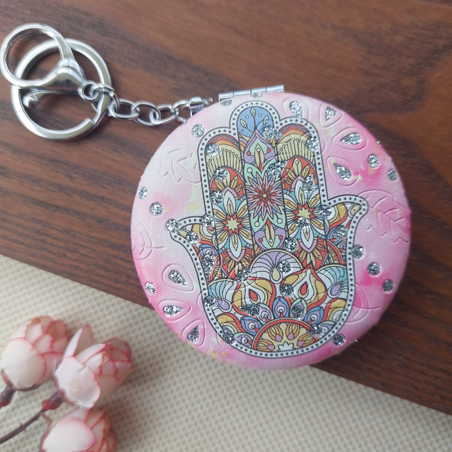 Intricate Design Pocket Mirror Keychains
