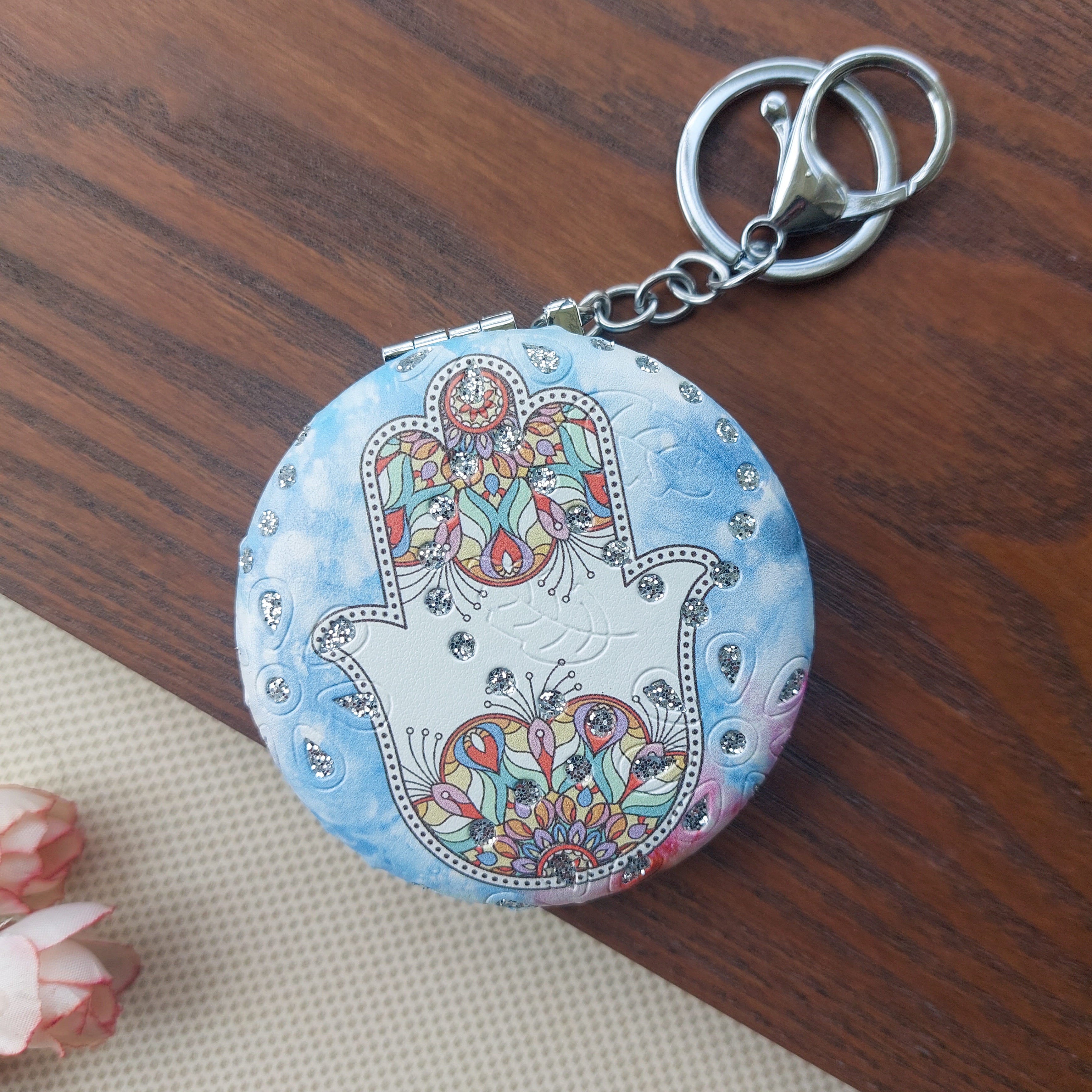 Intricate Design Pocket Mirror Keychains