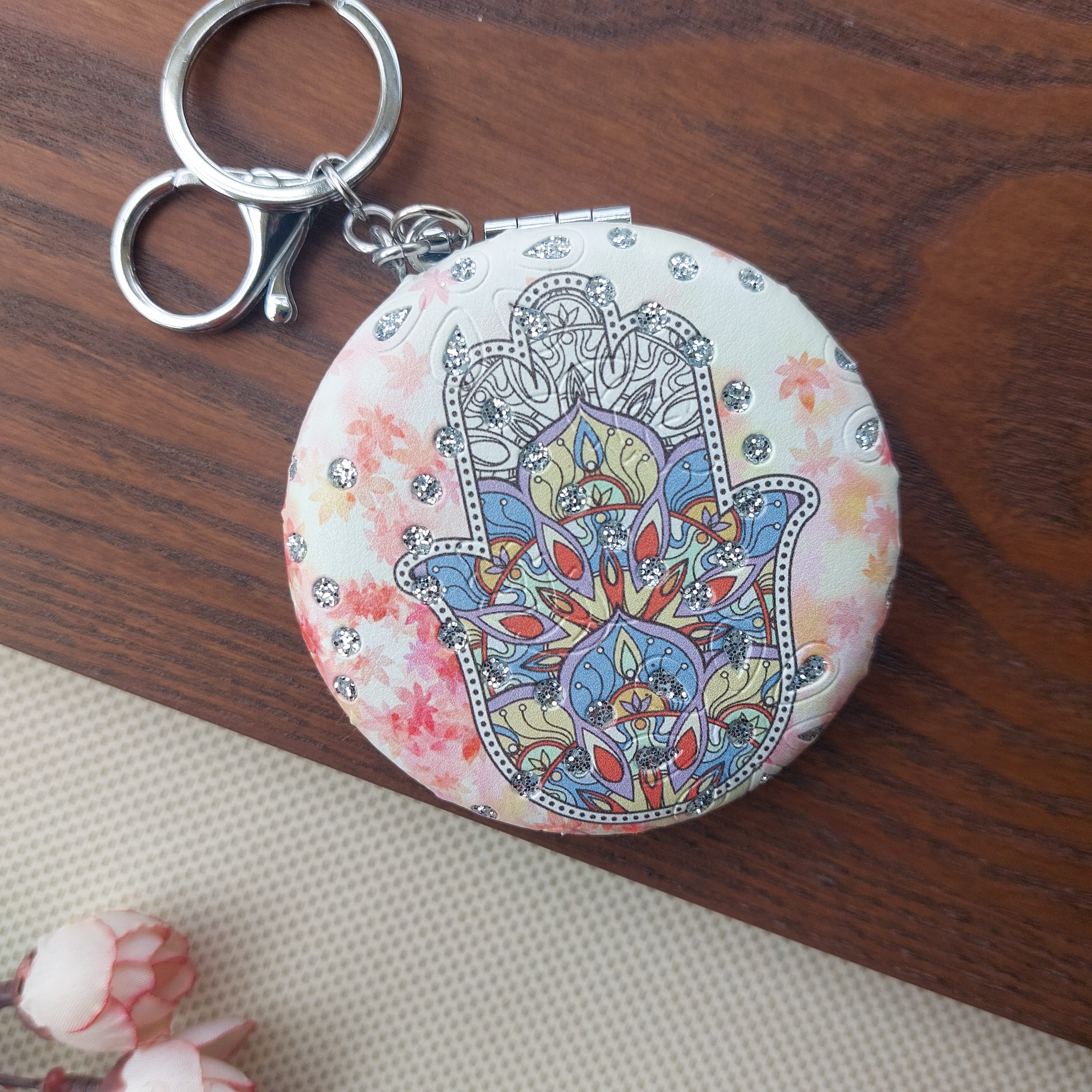 Intricate Design Pocket Mirror Keychains