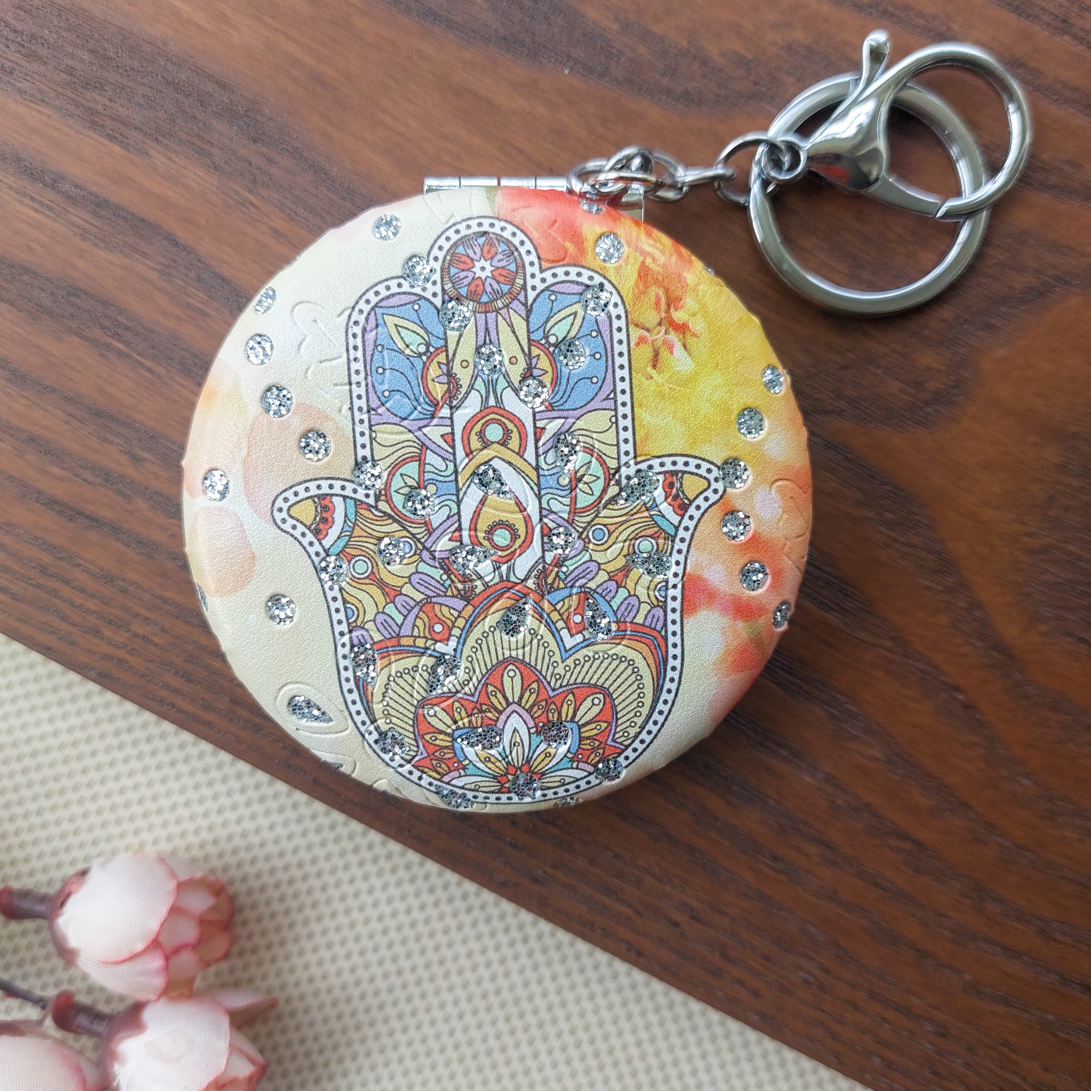 Intricate Design Pocket Mirror Keychains