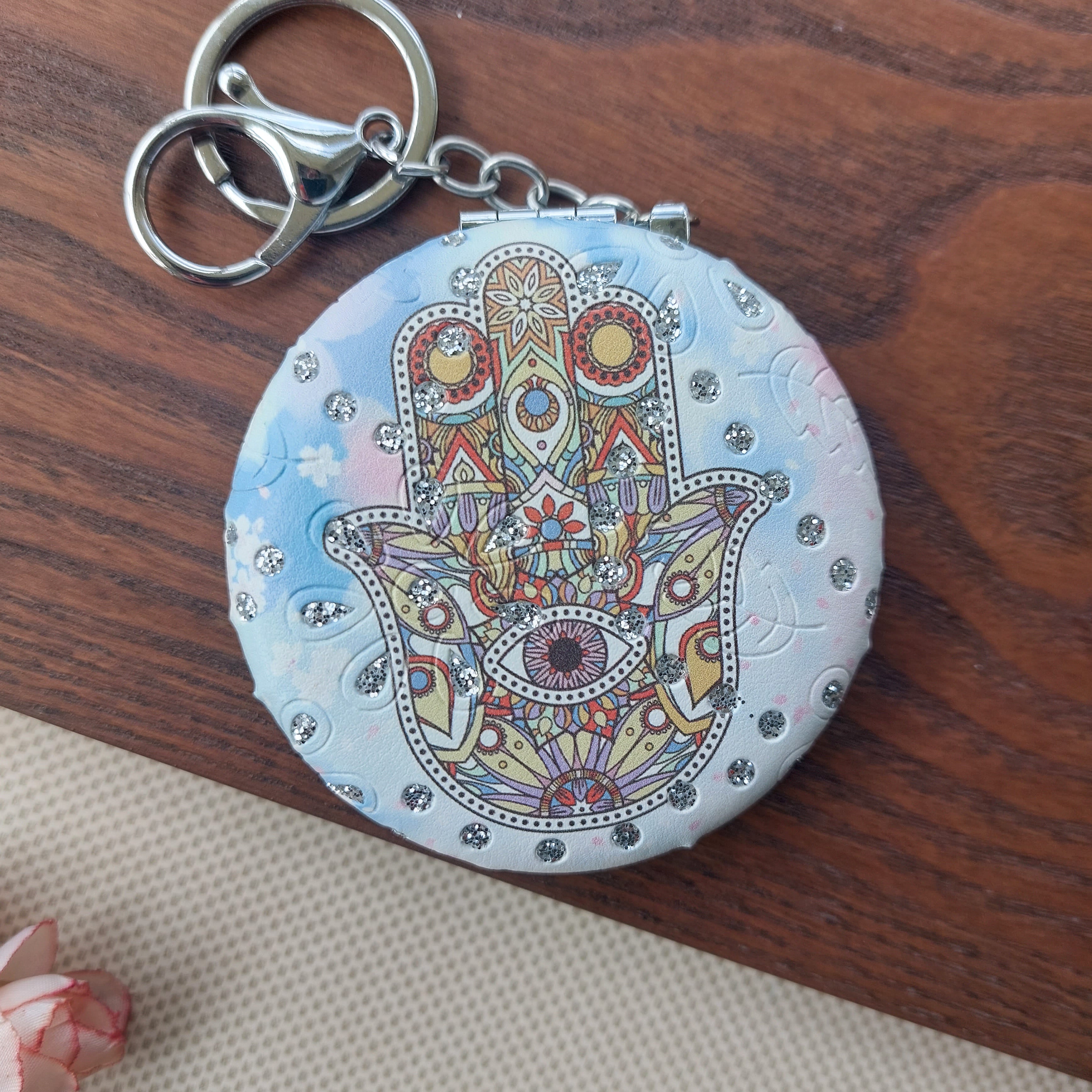 Intricate Design Pocket Mirror Keychains