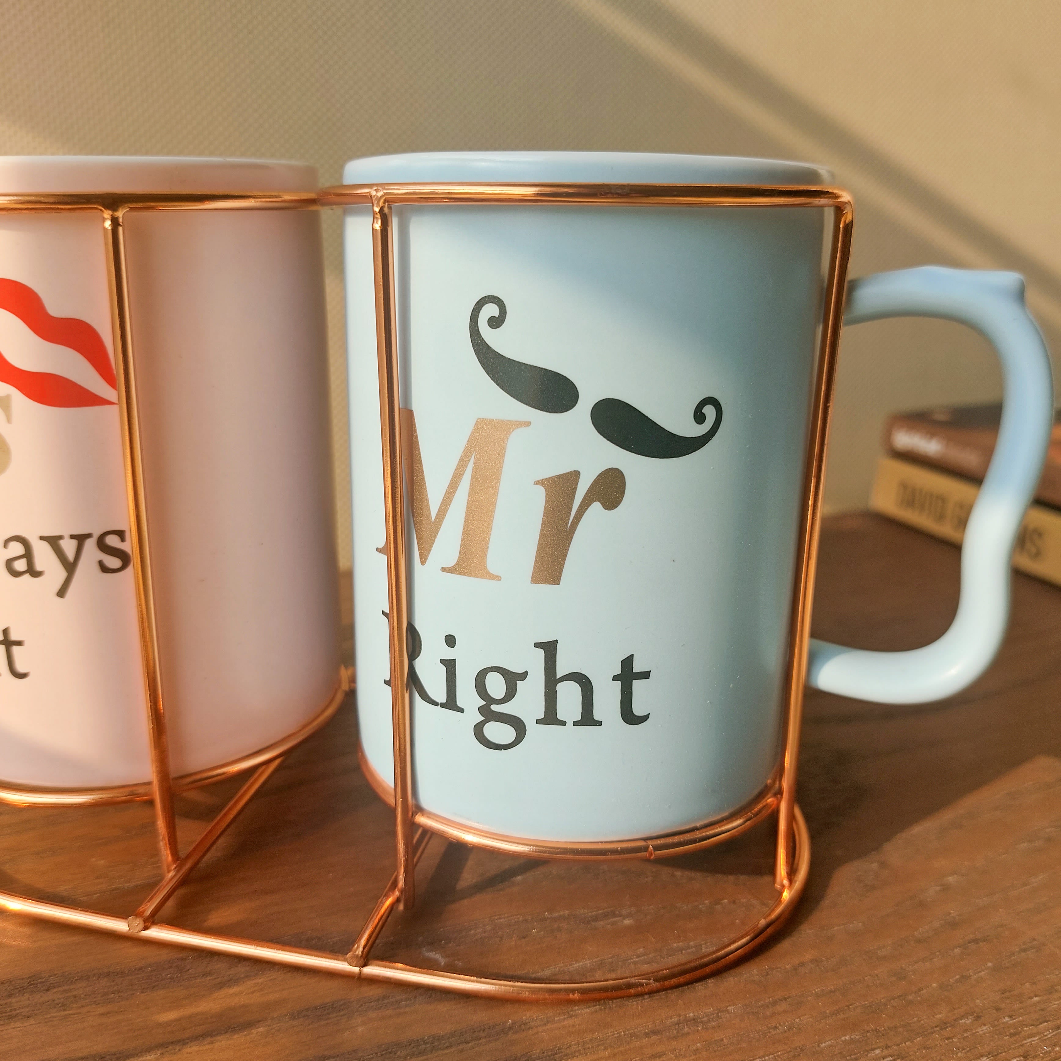 Ceramic Mugs With Stand Mr and Mrs
