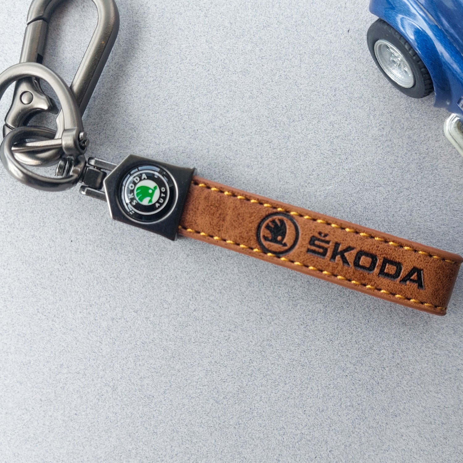 Skoda Car Logo Leather Keychains