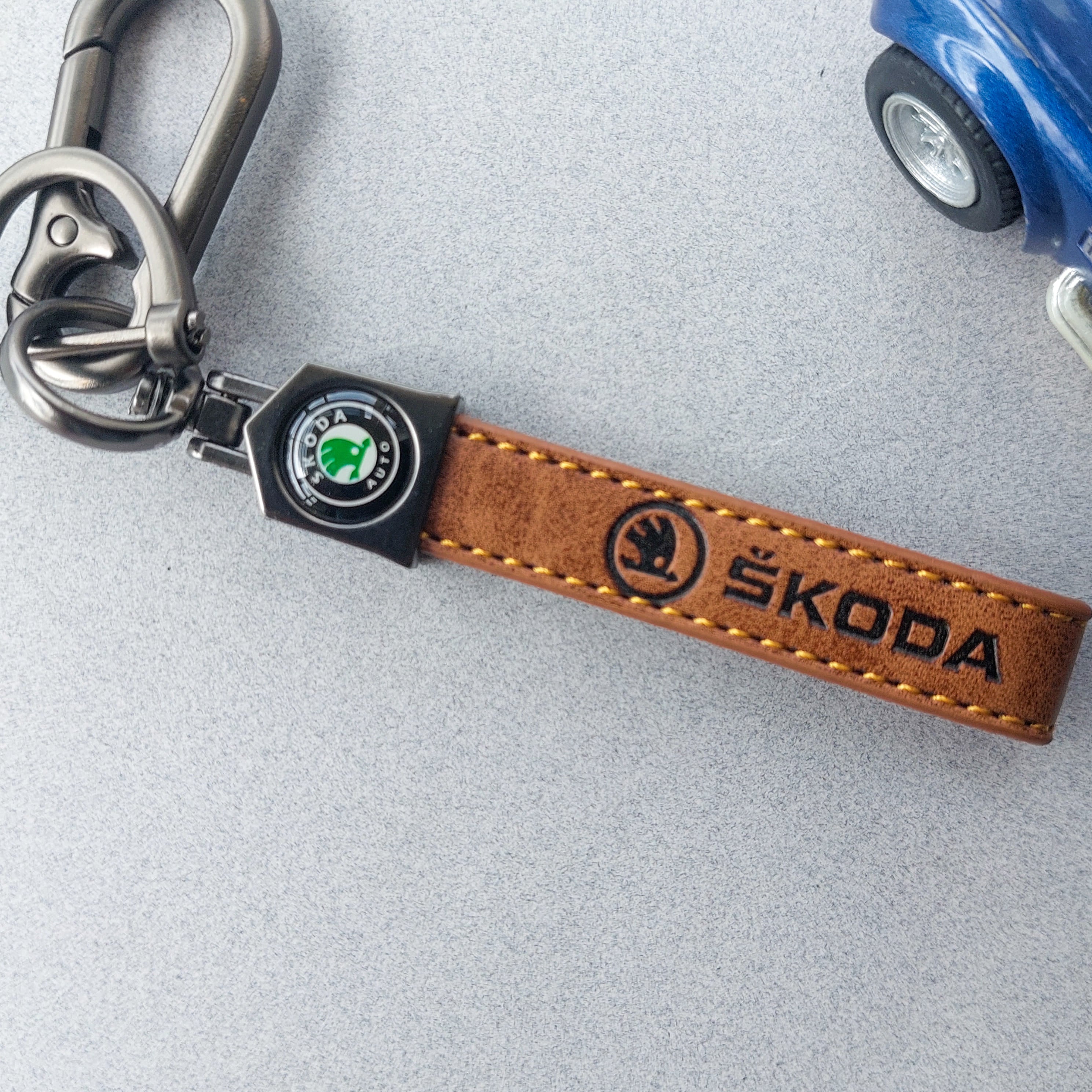 Skoda Car Logo Leather Keychains