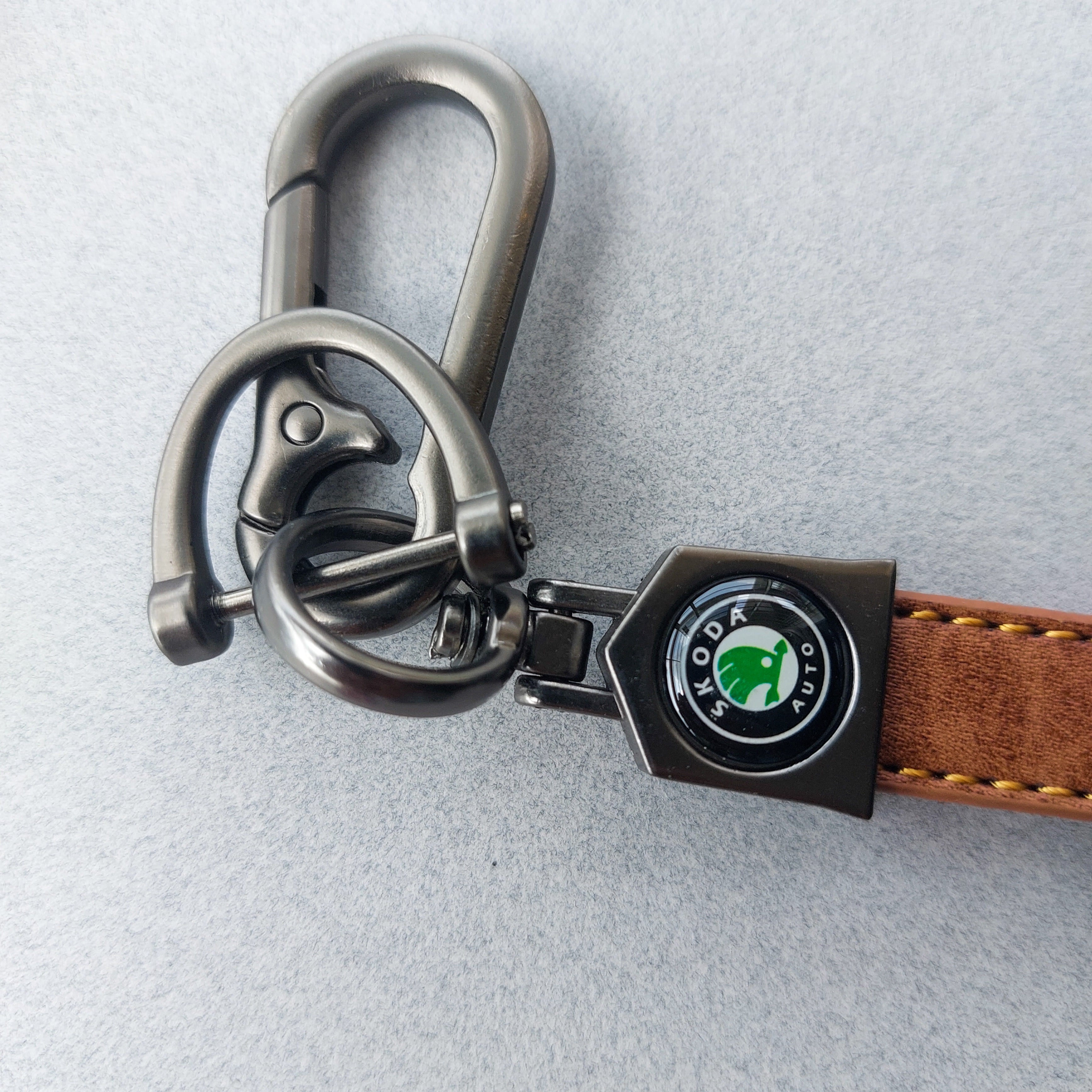 Skoda Car Logo Leather Keychains