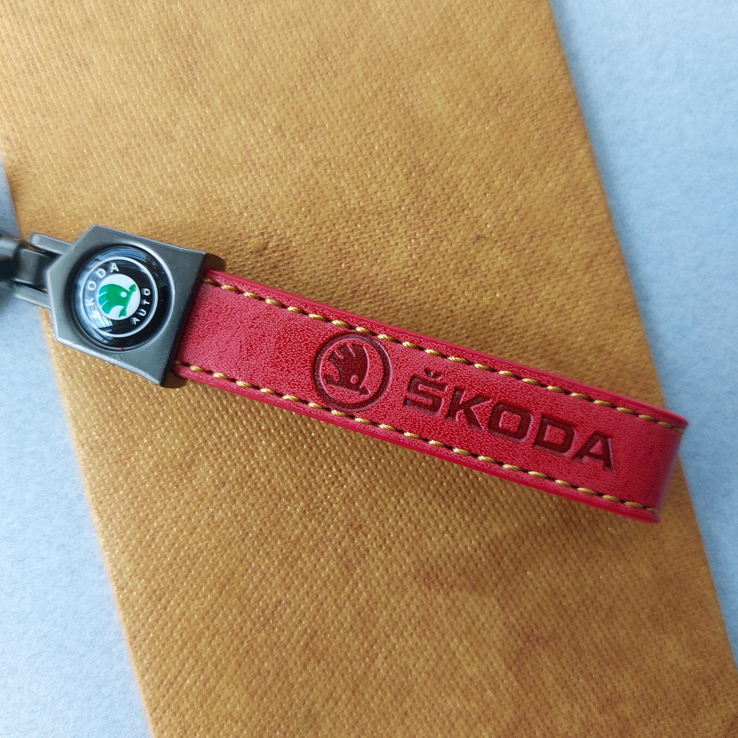 Skoda Car Logo Leather Keychains