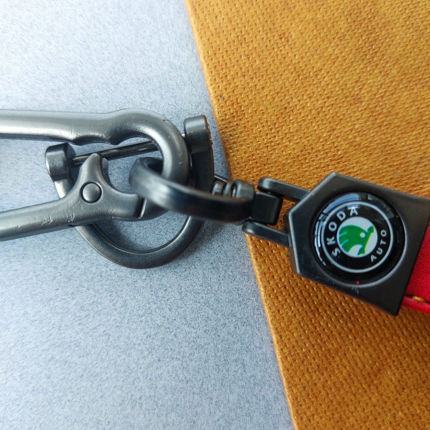 Skoda Car Logo Leather Keychains