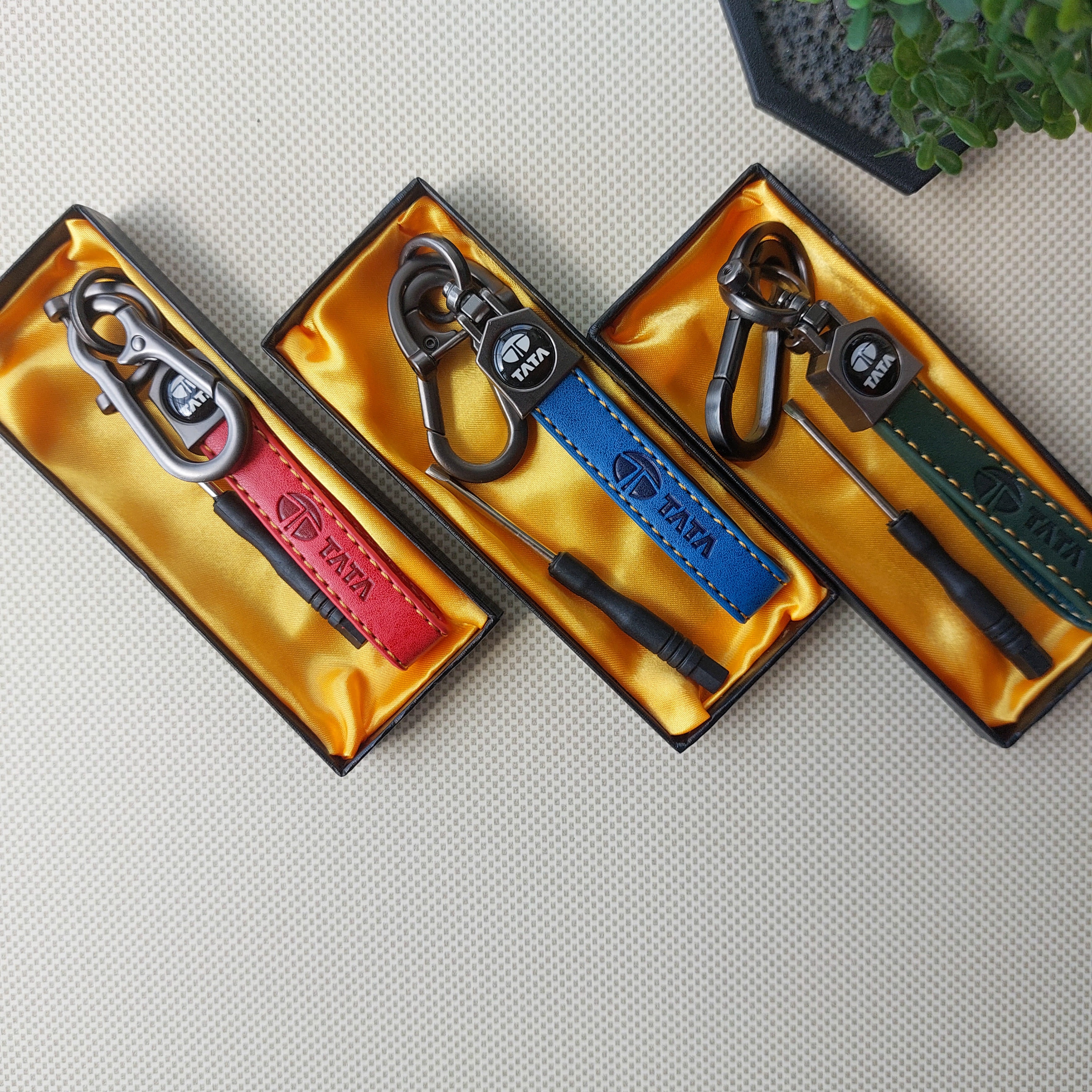 TATA Car Logo Leather Keychains