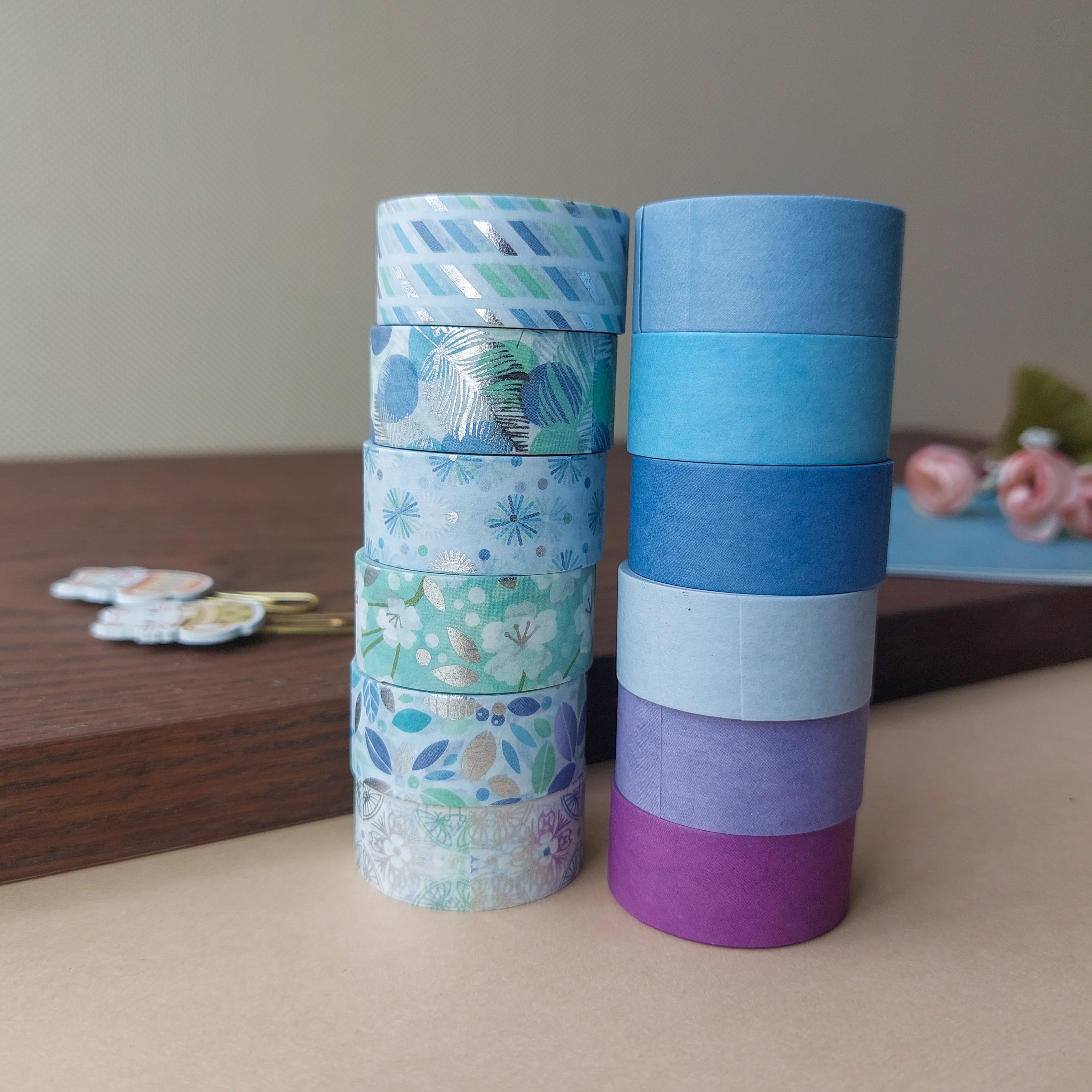Solid Color and Design Washi Tapes 12pc Set