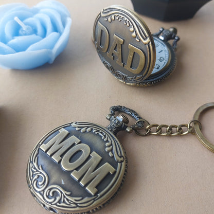 Dad &amp; Mom Vintage Series Pocket Watch Keychains