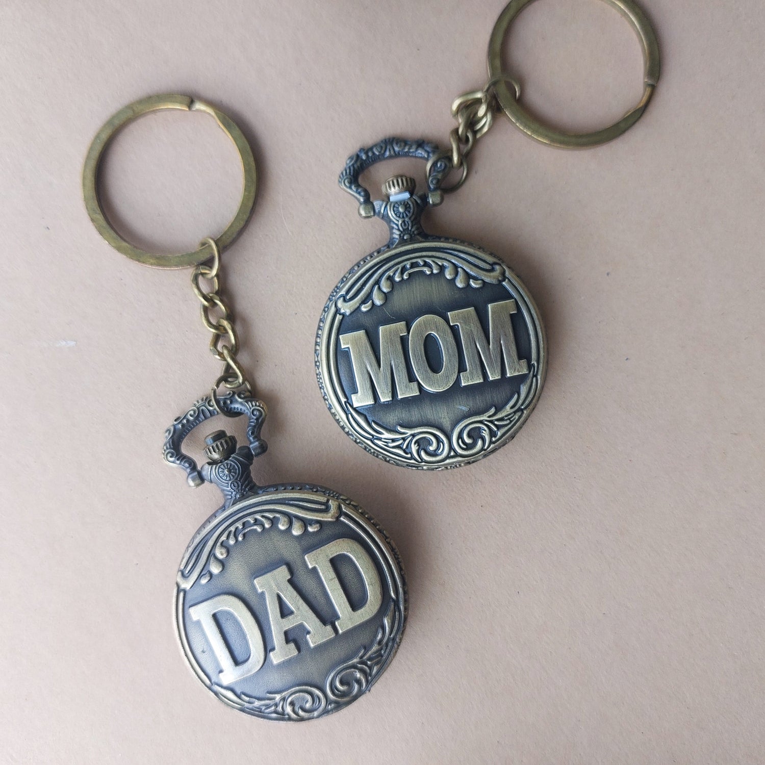 Dad &amp; Mom Vintage Series Pocket Watch Keychains