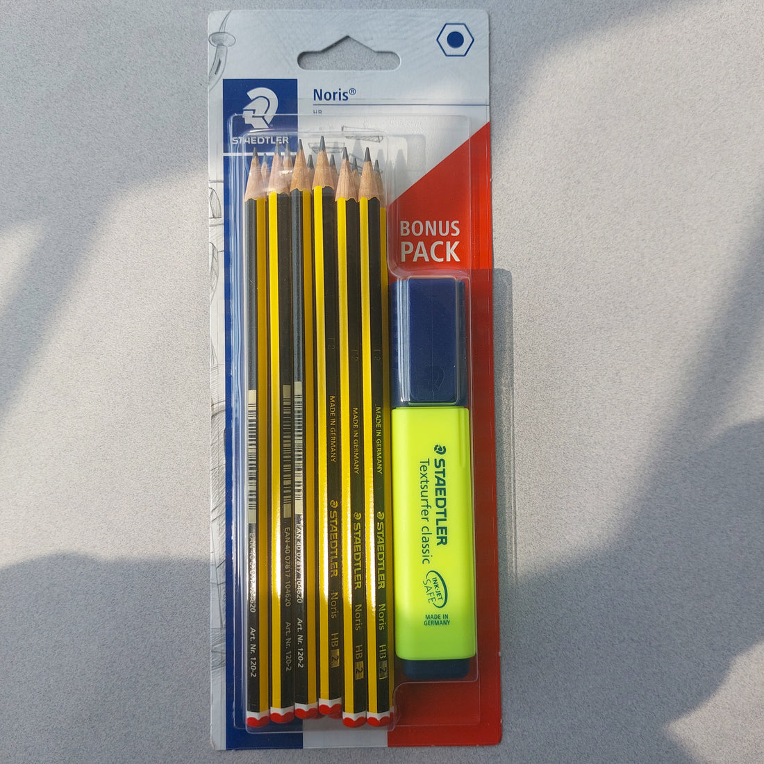 Staedtler Noris HB Pencils (12 pcs set) with Bonus Neon Highlighter