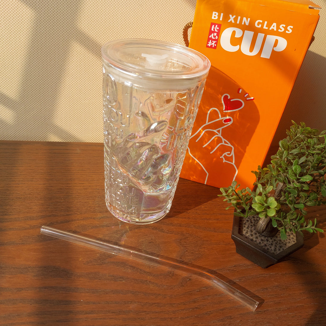 I Miss You Glass Sipper with Straw