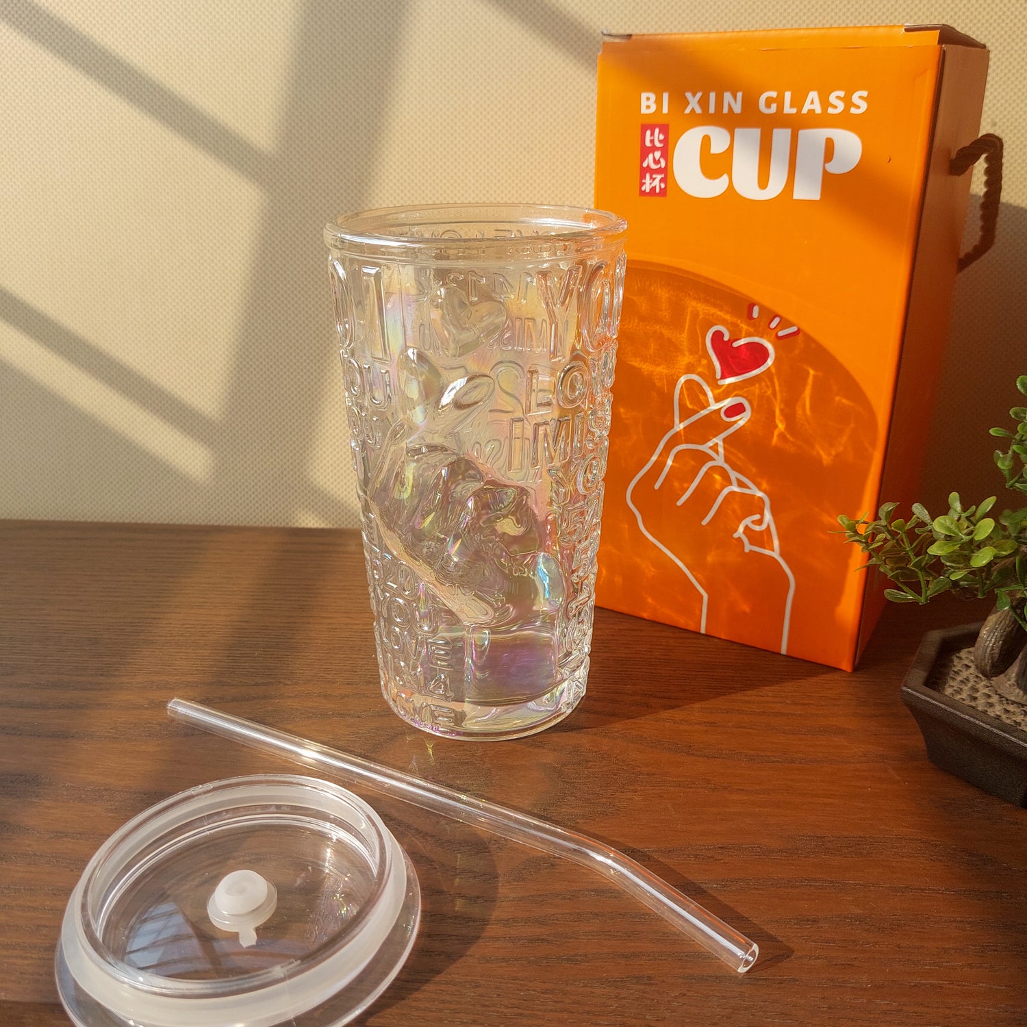 I Miss You Glass Sipper with Straw