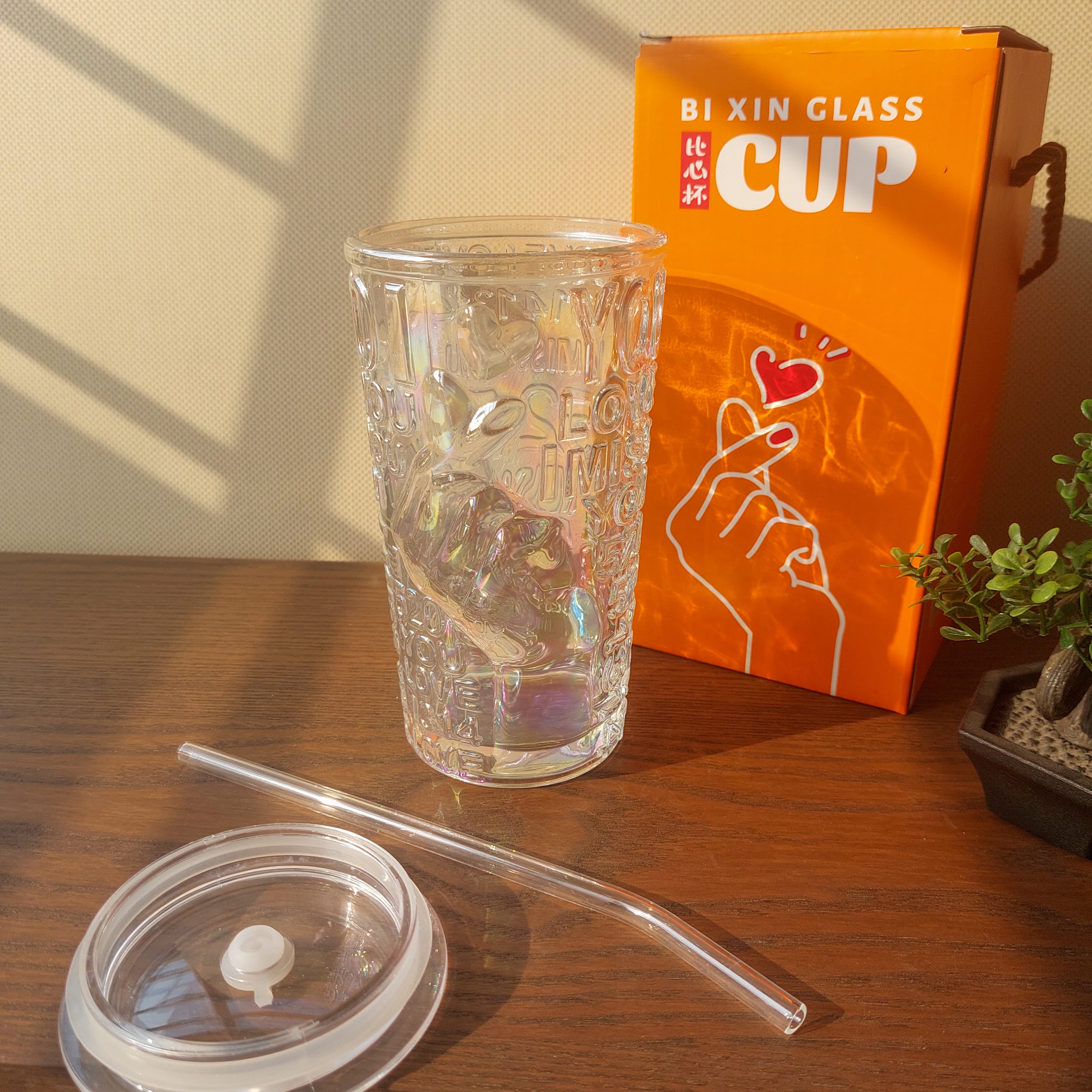 I Miss You Glass Sipper with Straw