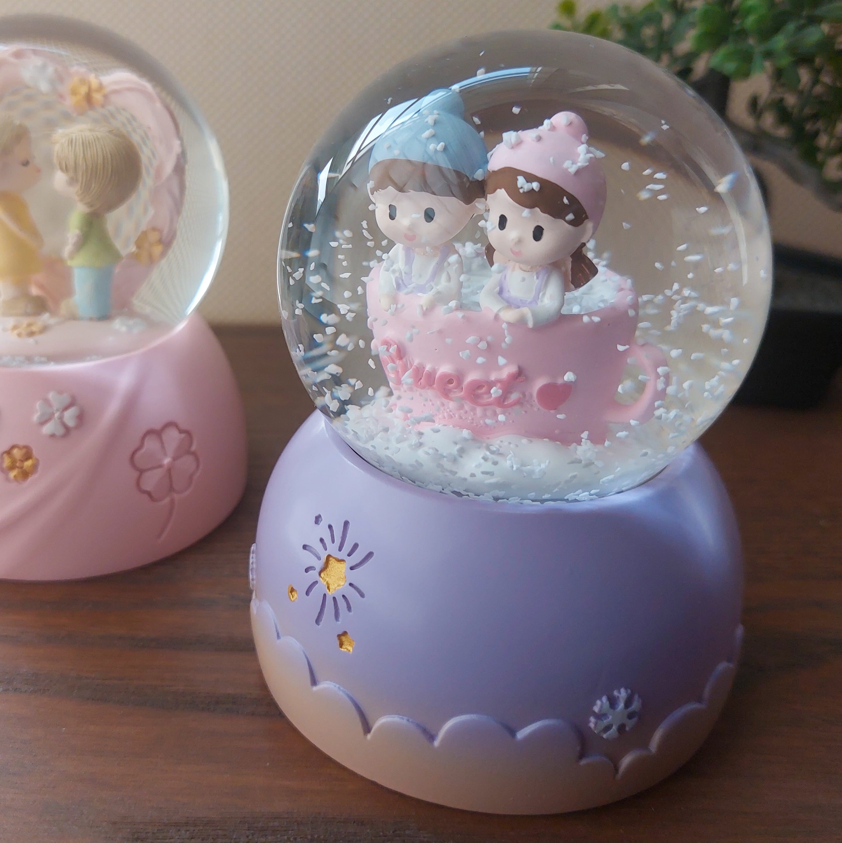 Couple Snow Globe With Light