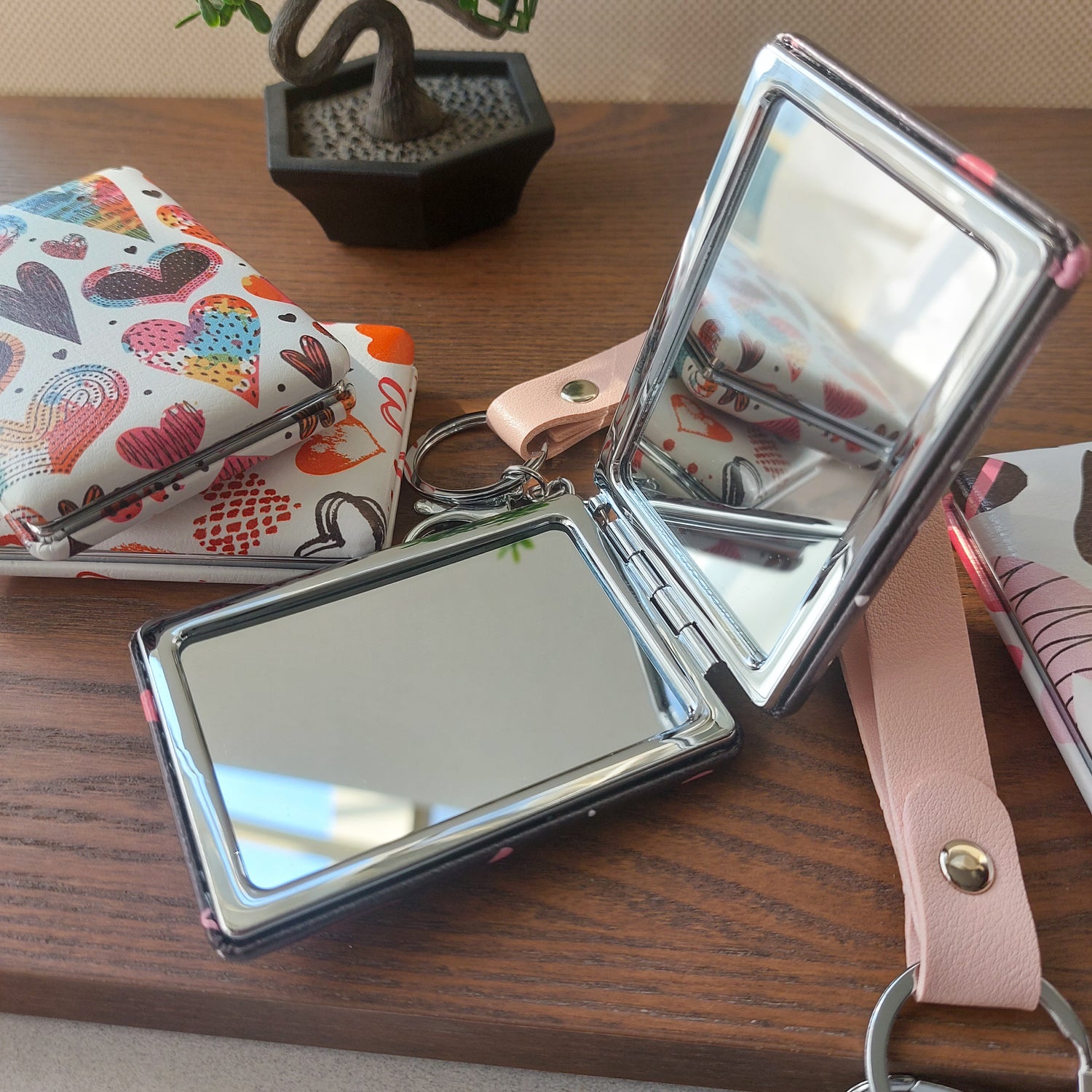 Designer Pocket Mirrors with Strap