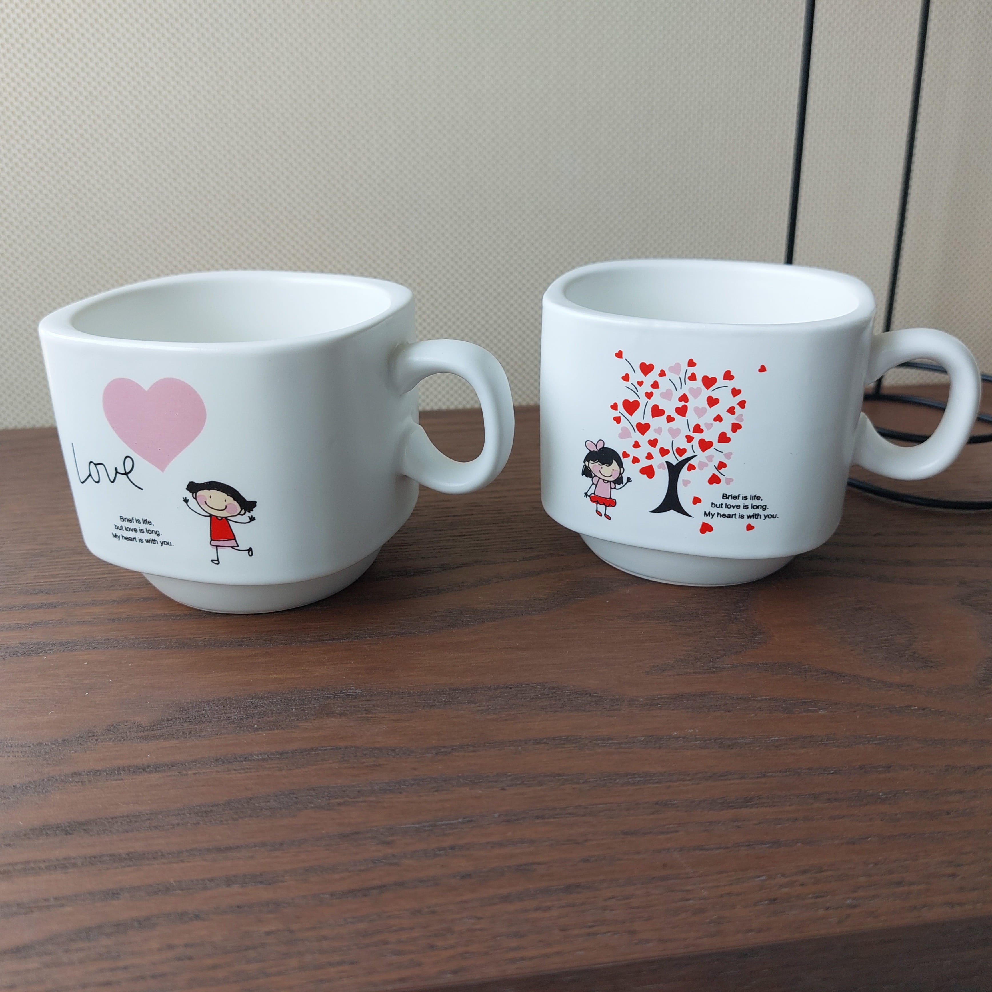 Love Messages Ceramic Mugs With Tower Stand (4 pcs set)