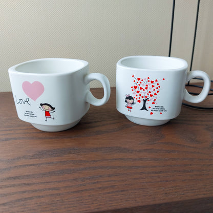 Love Messages Ceramic Mugs With Tower Stand (4 pcs set)