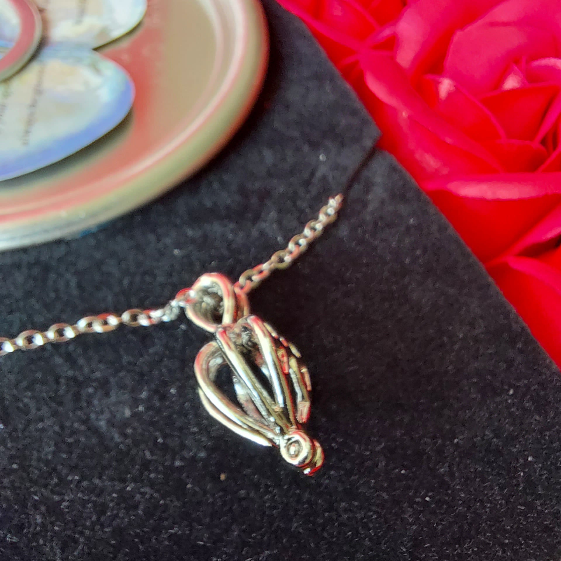 Roses Flower Case With Pearl and Locket