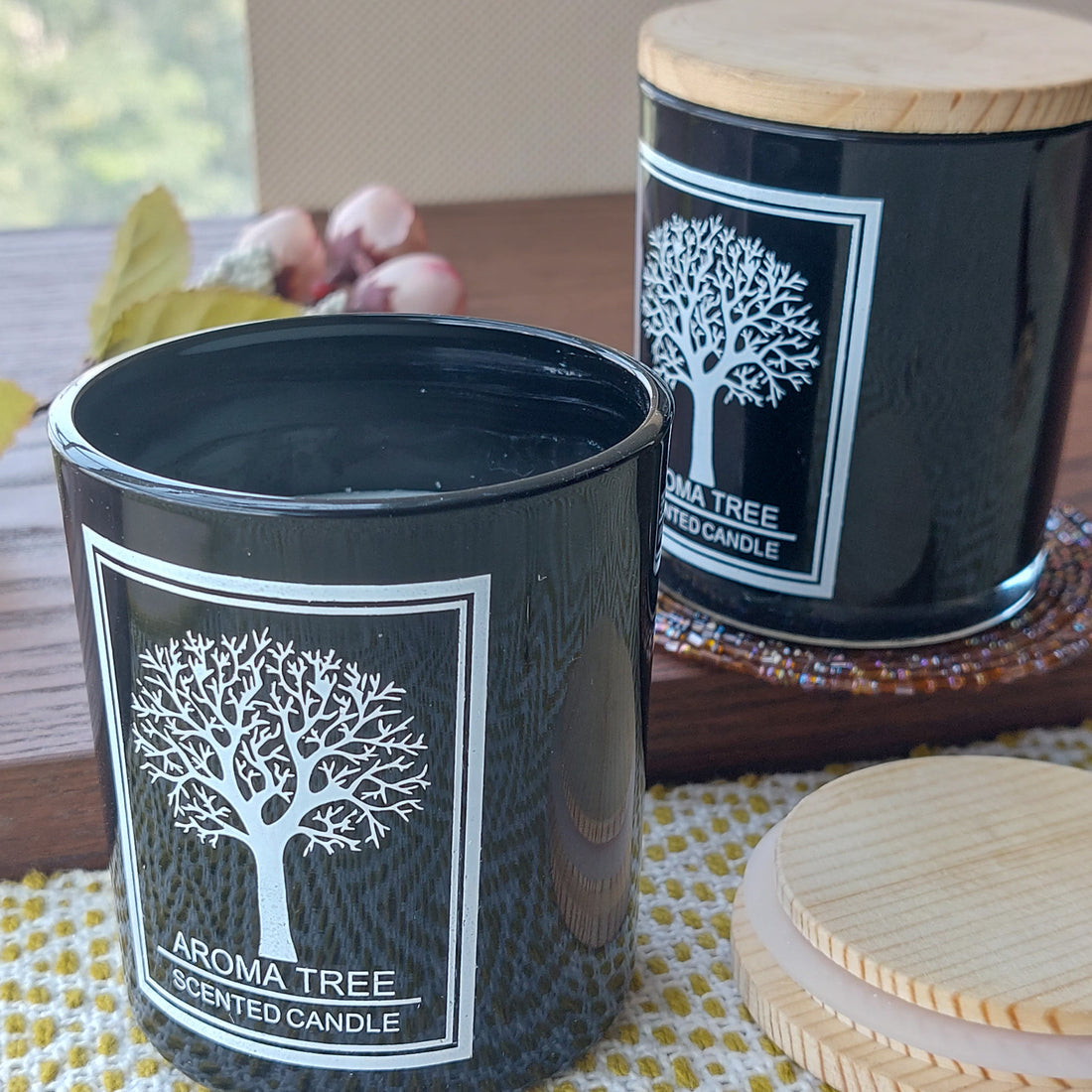 Aroma Tree Scented Candles Glass Jar With Wooden Lid