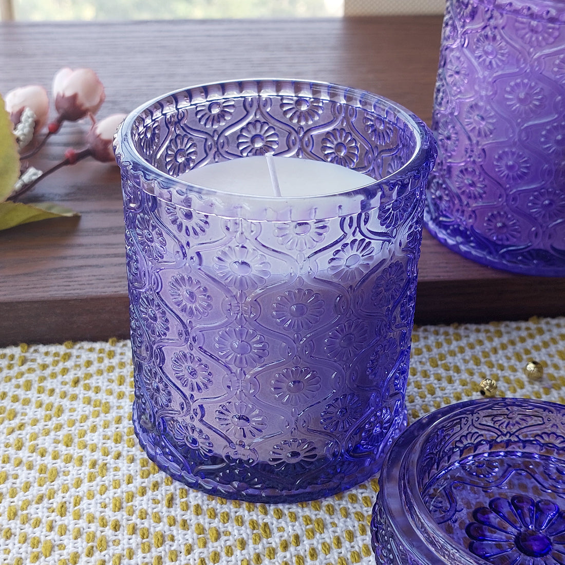 Charming Ayoma Large Scented Candle Cut Glass With Lid