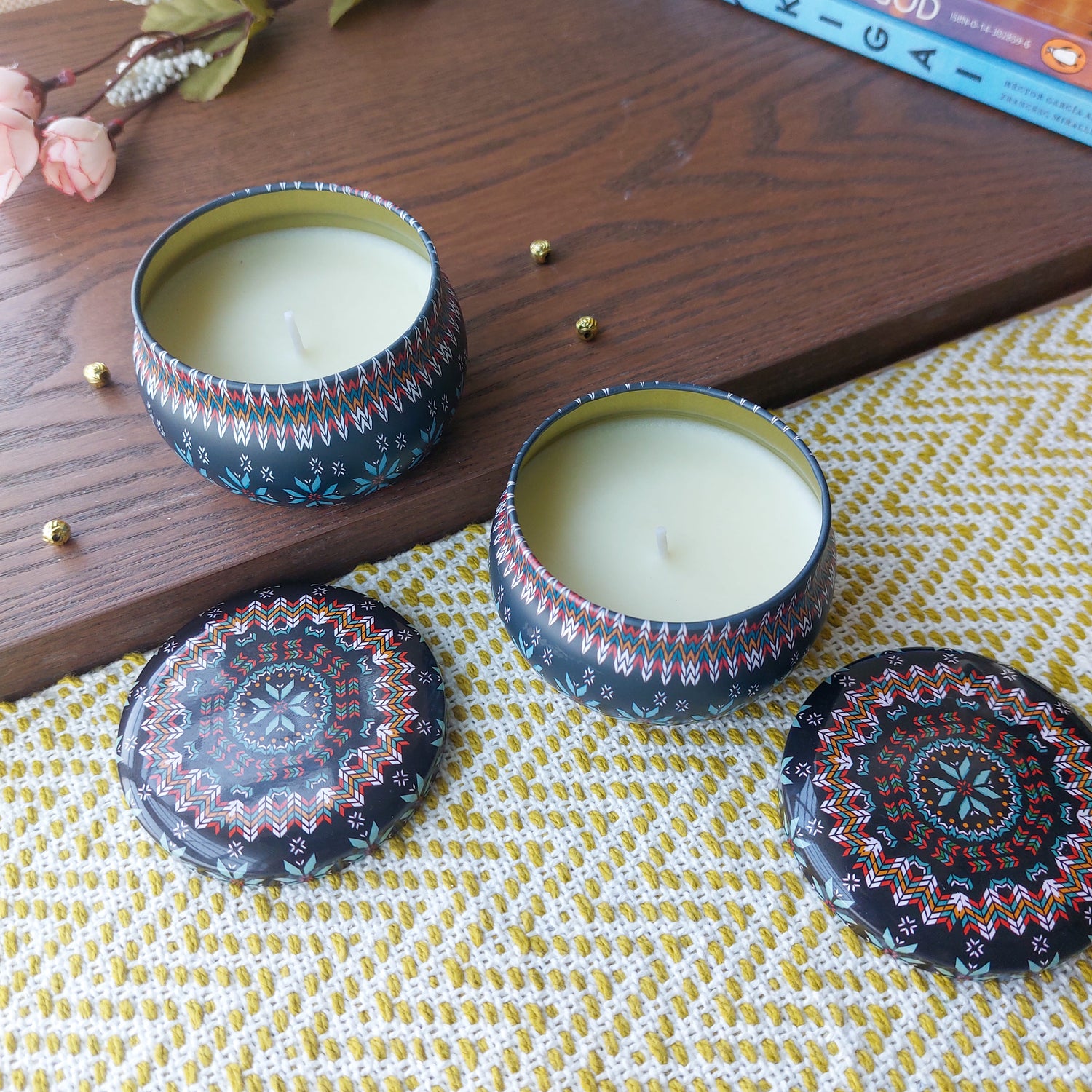 Mandala Scented Candle In Tin Boxes
