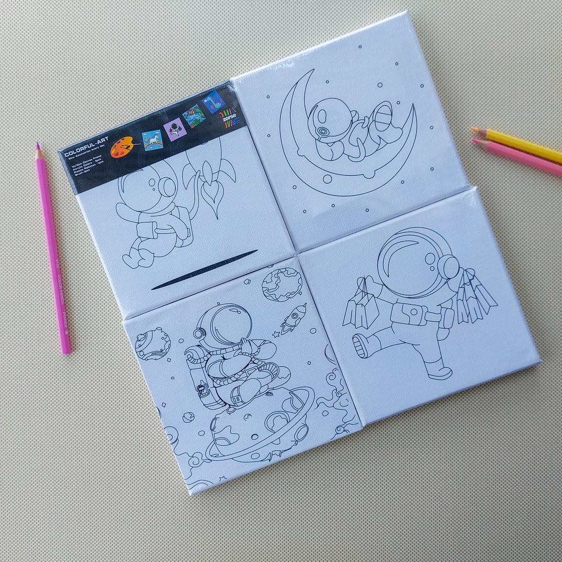 Canvas Dino and Space 4pc Set