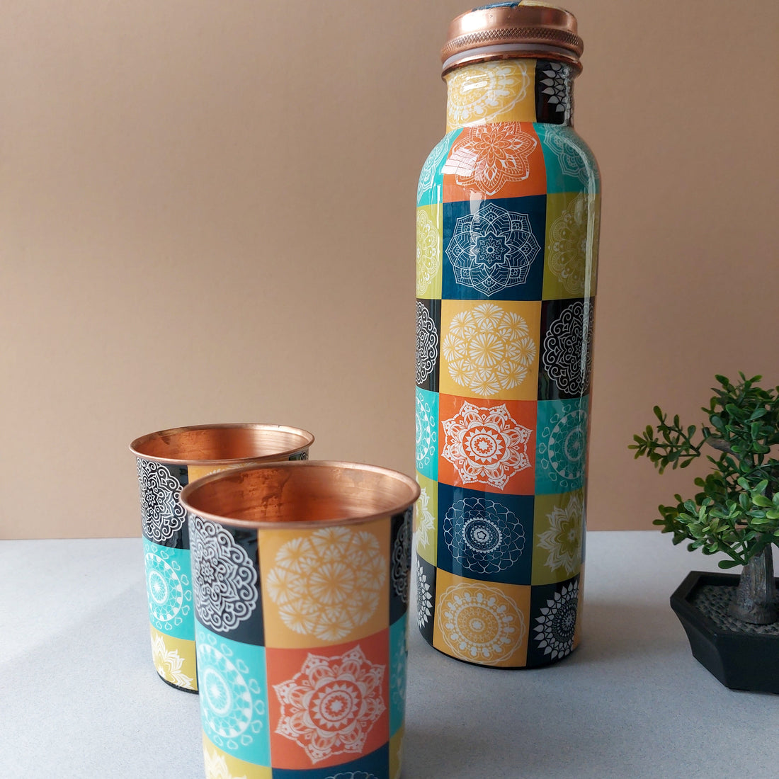 Designer Copper Bottles Set