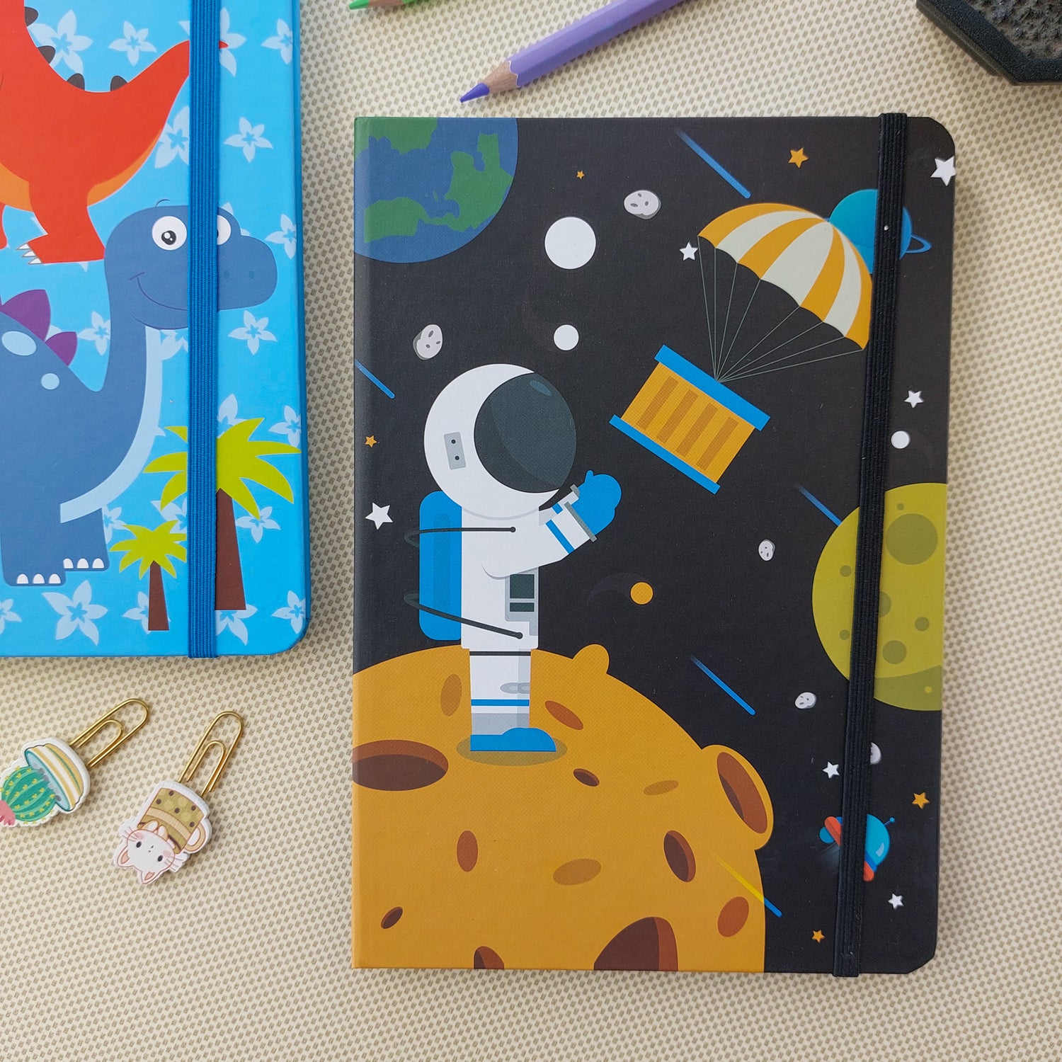 Space and Dino Themed Ruled Diaries A7